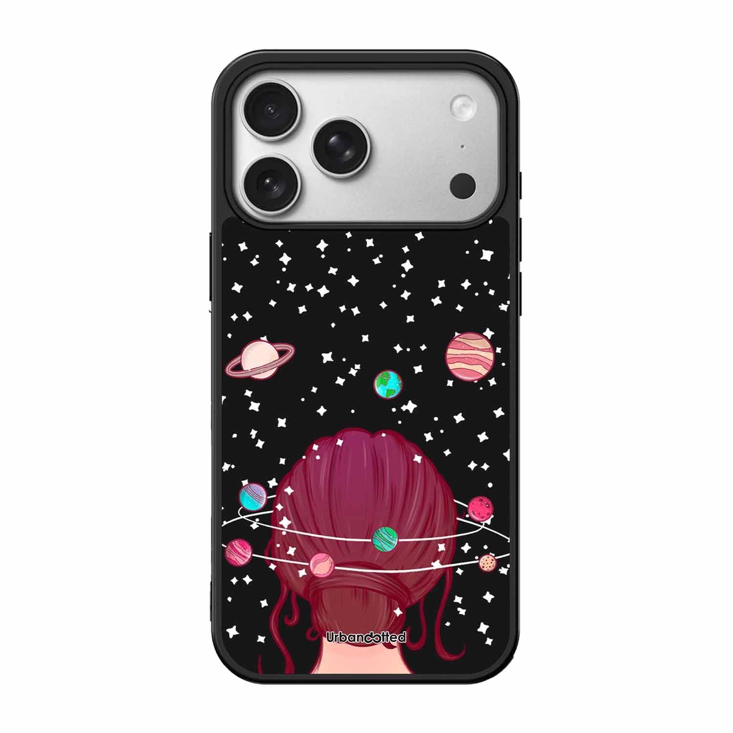Galactic Hair Space Girl Glass Case For iPhone 17 Pro