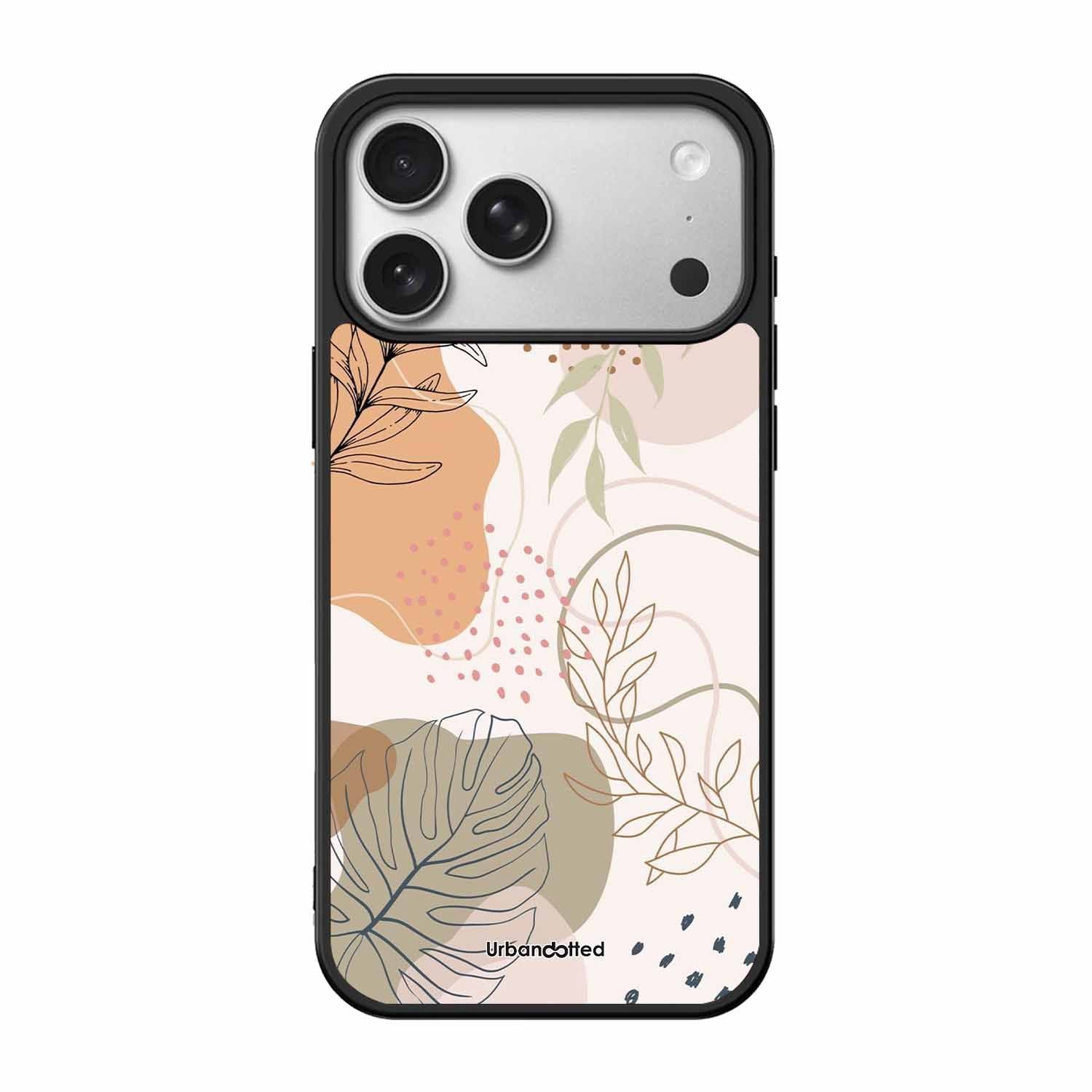 Minimalist Leaf Pattern Glass Case For iPhone 17 Pro