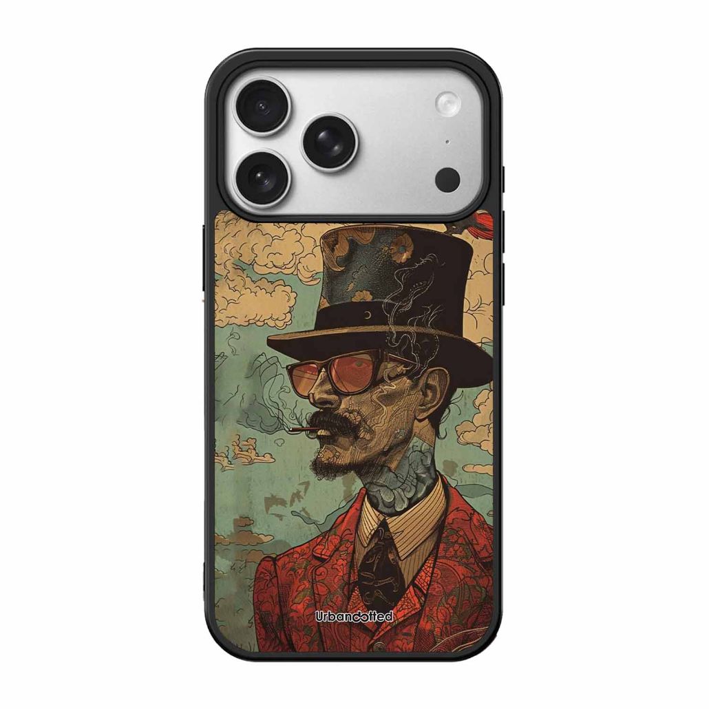 Steampunk Gentleman Smoker Glass Case For iPhone 17 Pro