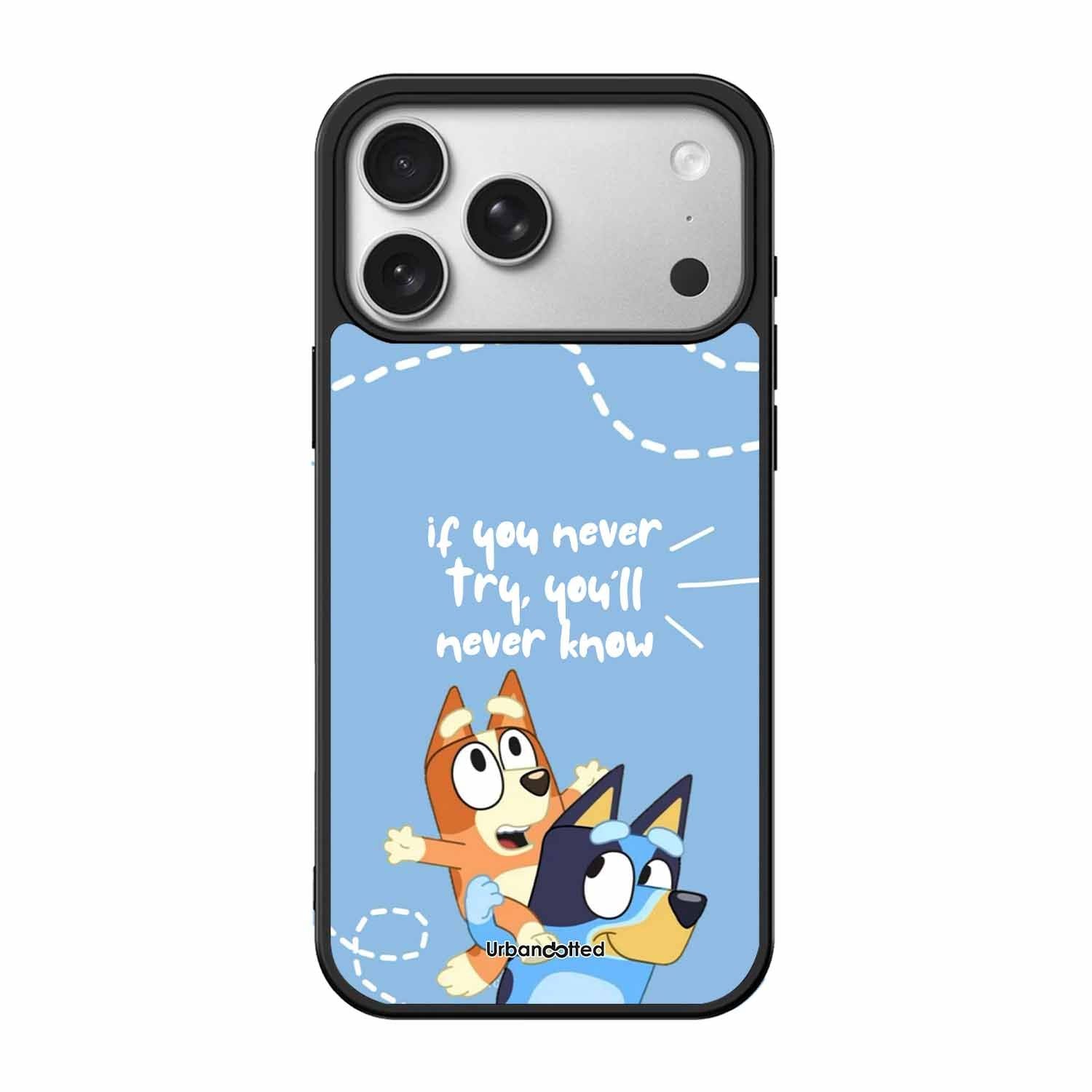 Bluey and Bingo Quote Glass Case For iPhone 17 Pro