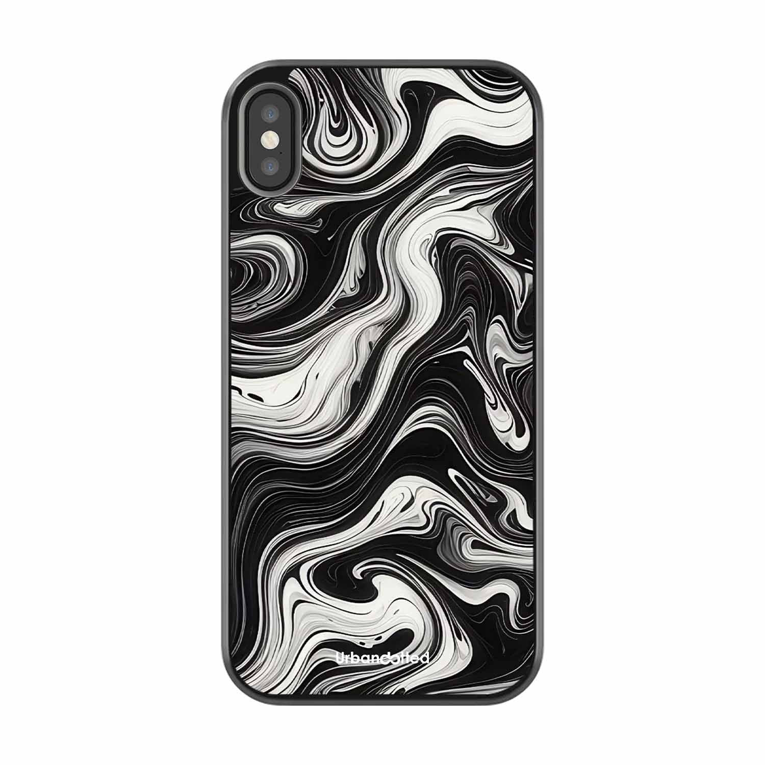 Monochrome Marble Glass Case For iPhone XS Max