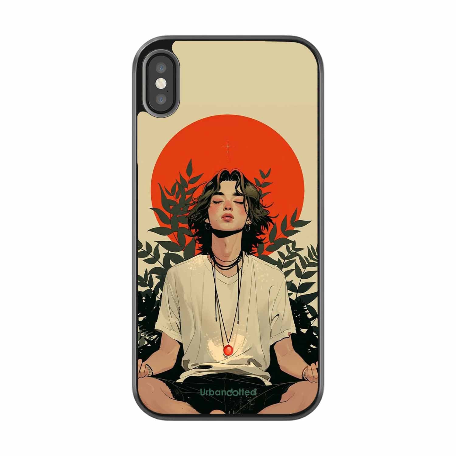 Meditating Figure Glass Case For iPhone XS Max