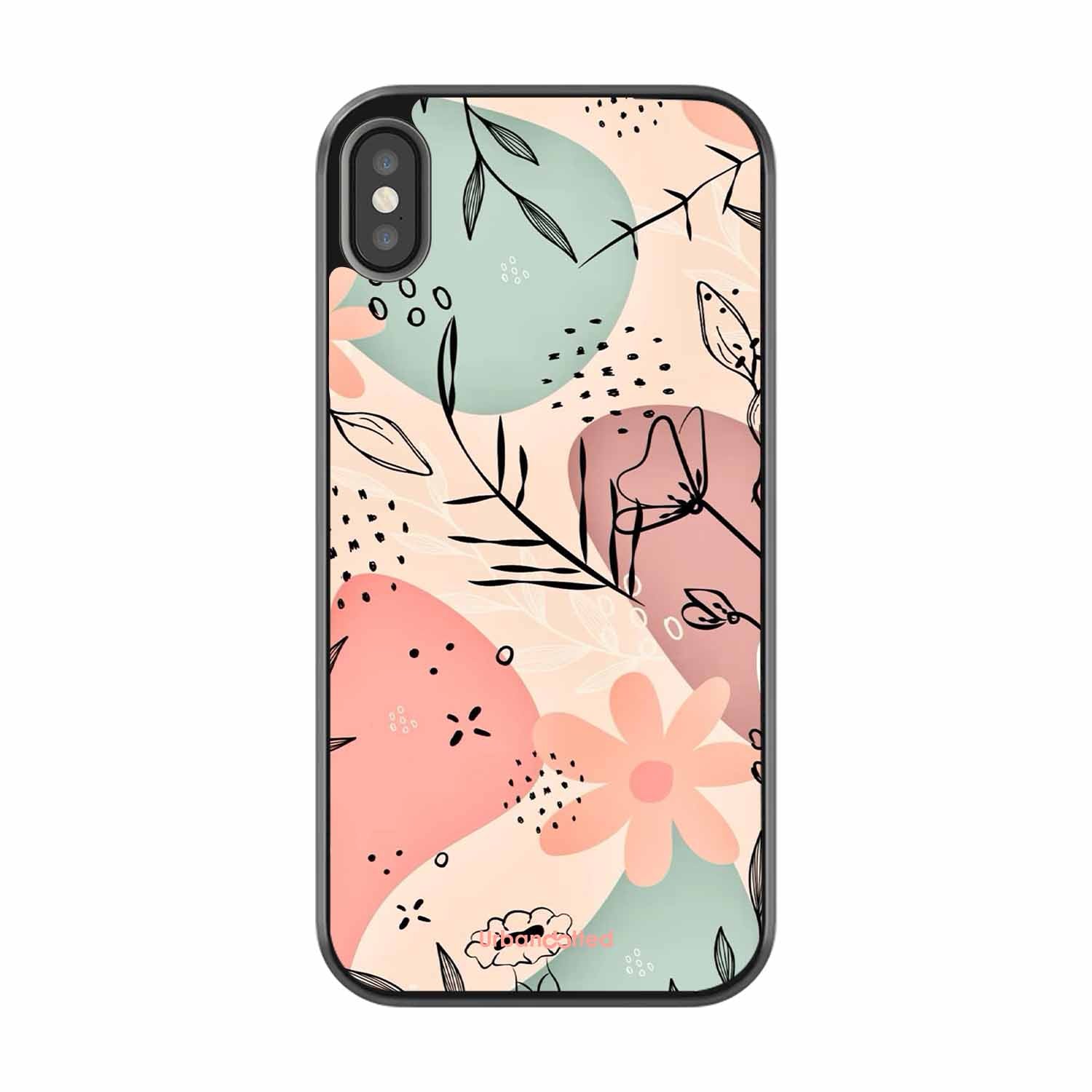 Abstract Floral Glass Case For iPhone XS Max