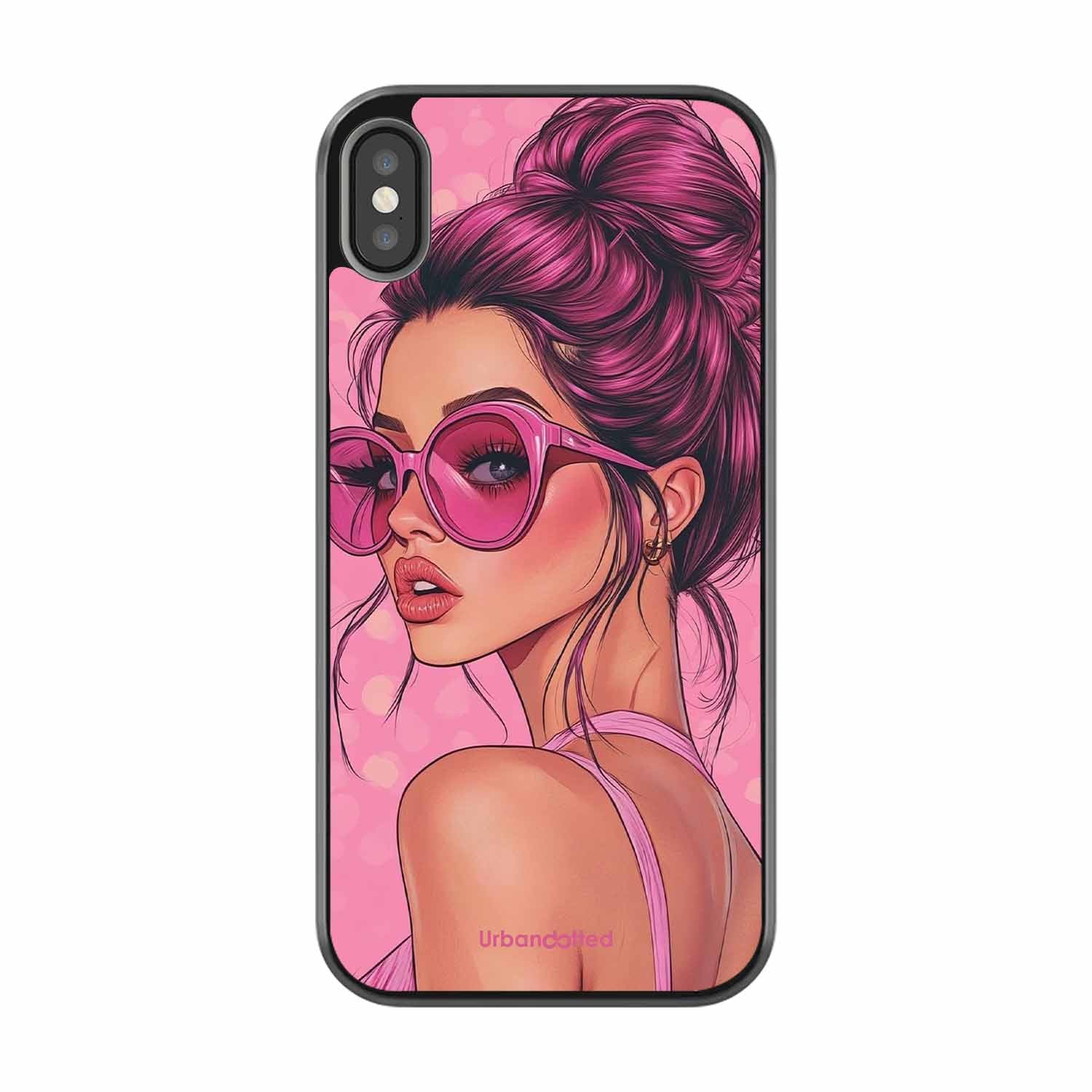 Retro Sunglasses Girl Glass Case For iPhone XS Max