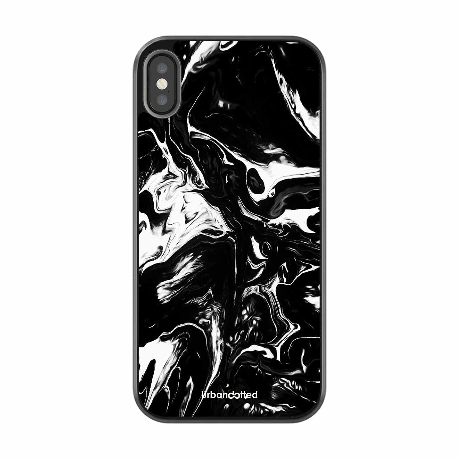 Dark Marble Texture Glass Case For iPhone XS Max