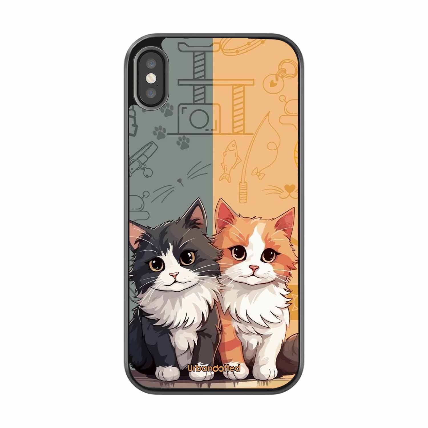 Yin and Yang Cats Glass Case For iPhone XS Max