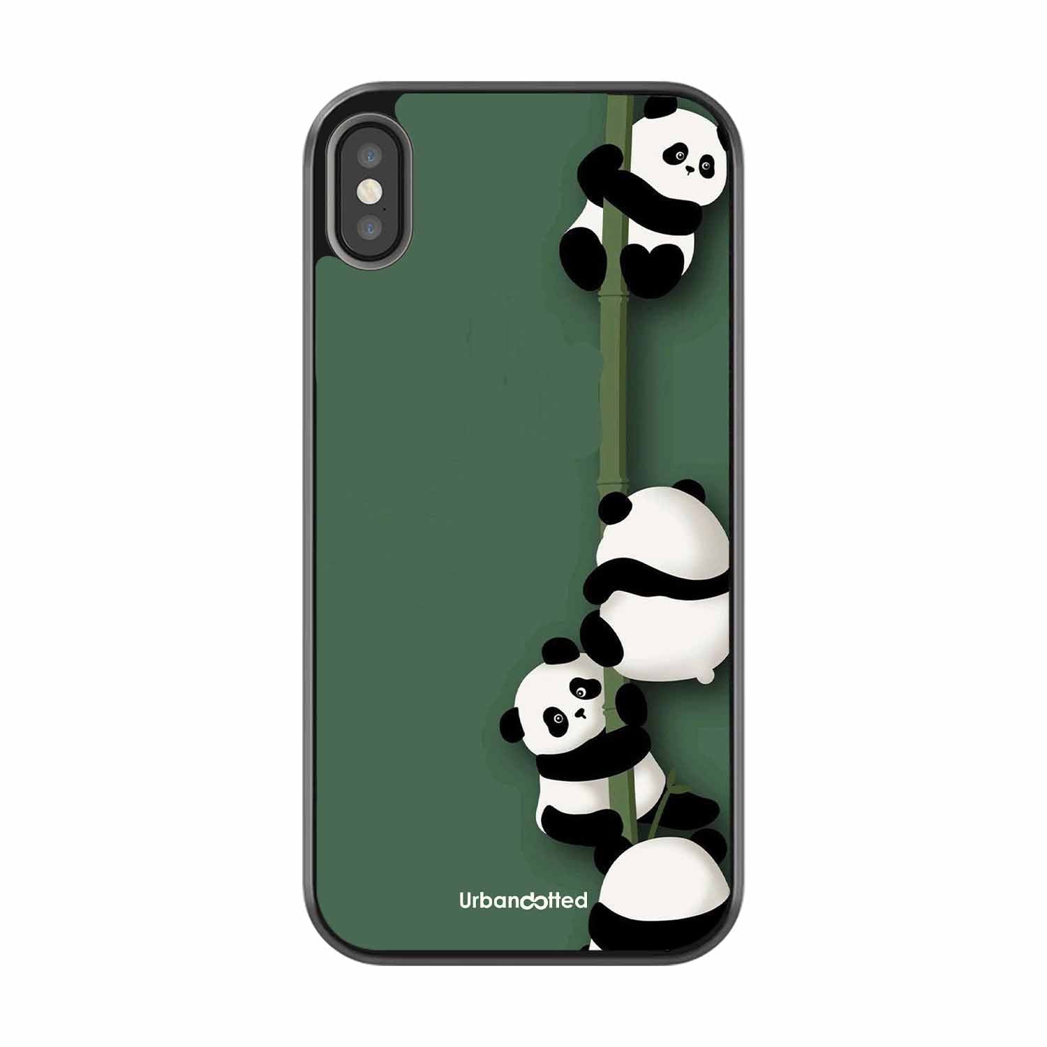 Climbing Pandas Glass Case For iPhone XS Max