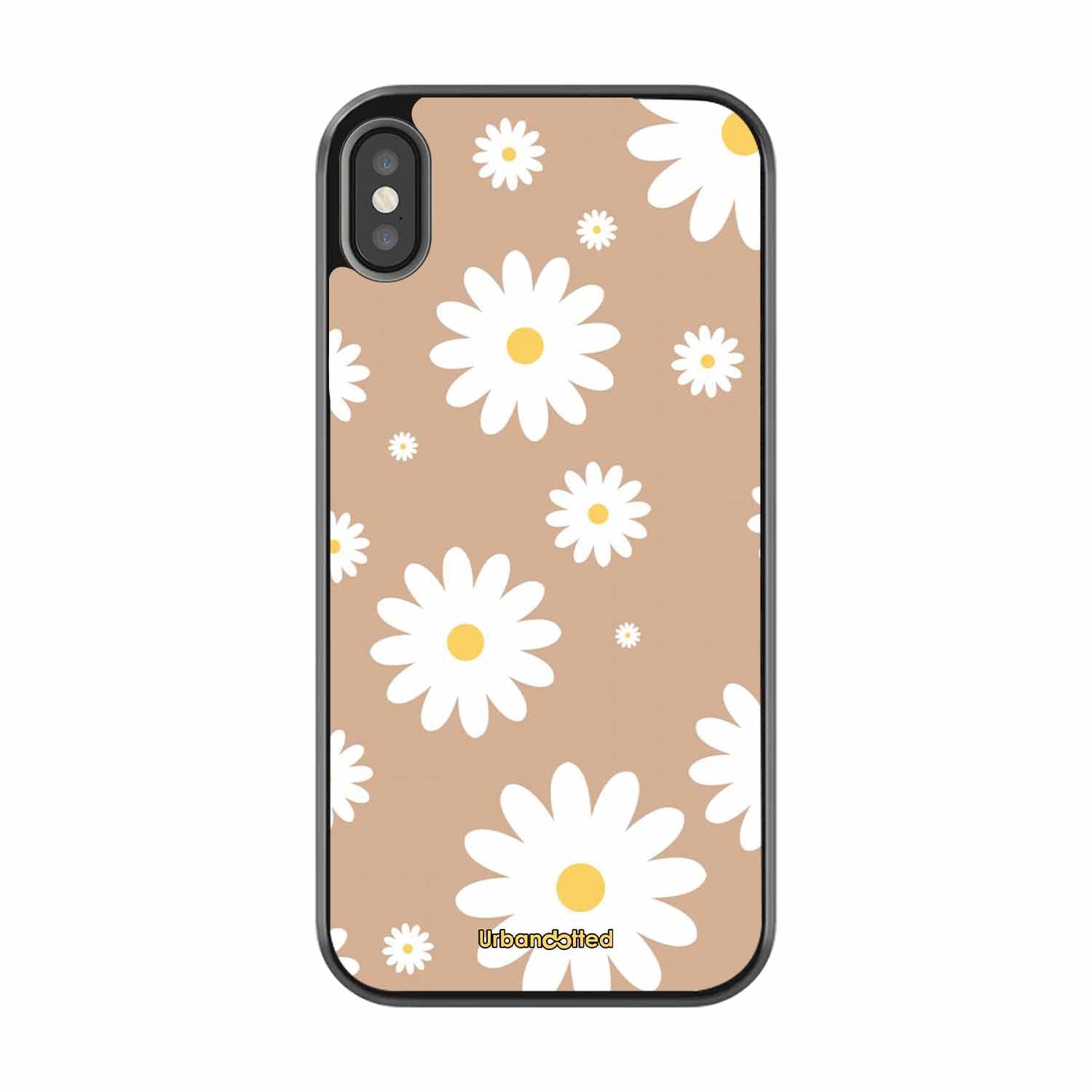 Tan Daisy Field Glass Case For iPhone XS Max