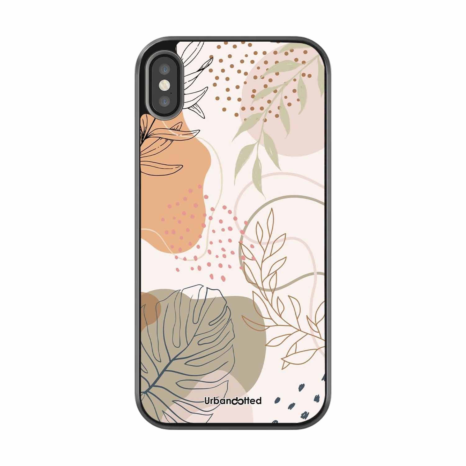 Minimalist Leaf Pattern Glass Case For iPhone XS Max
