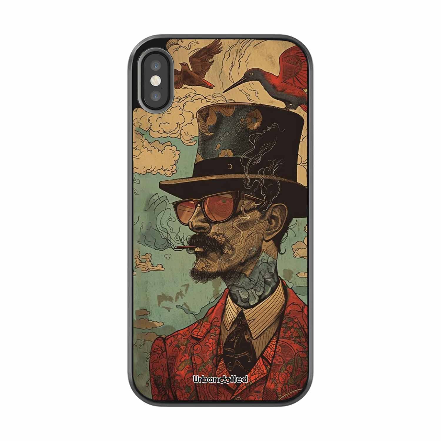 Steampunk Gentleman Smoker Glass Case For iPhone XS Max