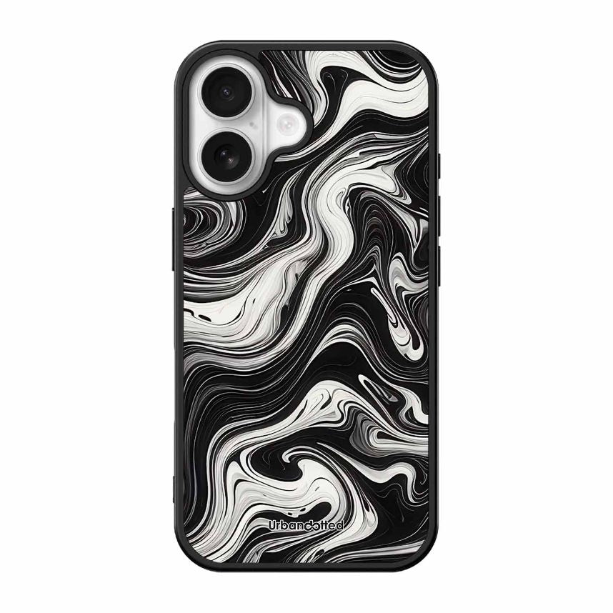 Monochrome Marble Glass Case For iPhone 17