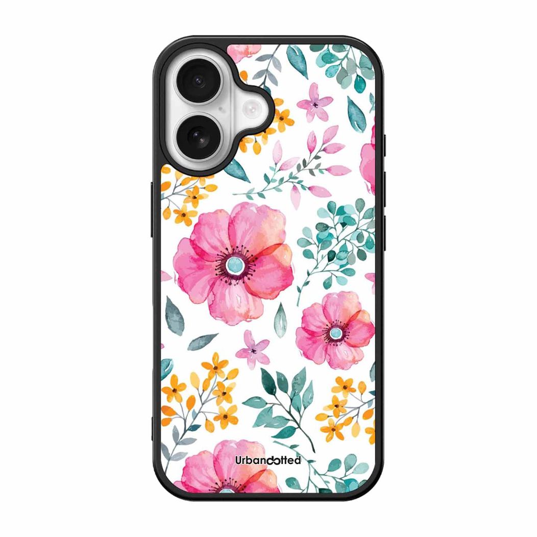 True Blue Wildflower Glass Case For iPhone 17