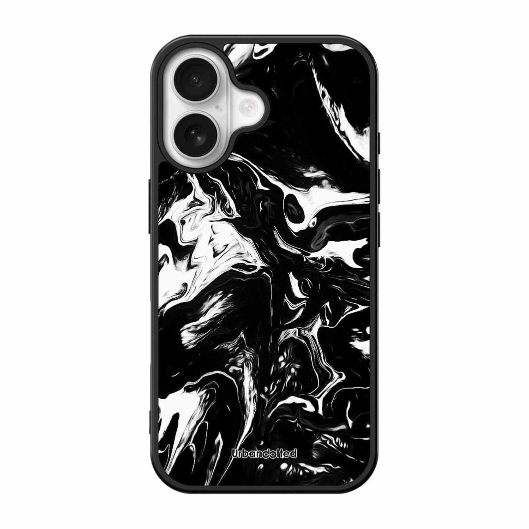 Dark Marble Texture Glass Case For iPhone 17