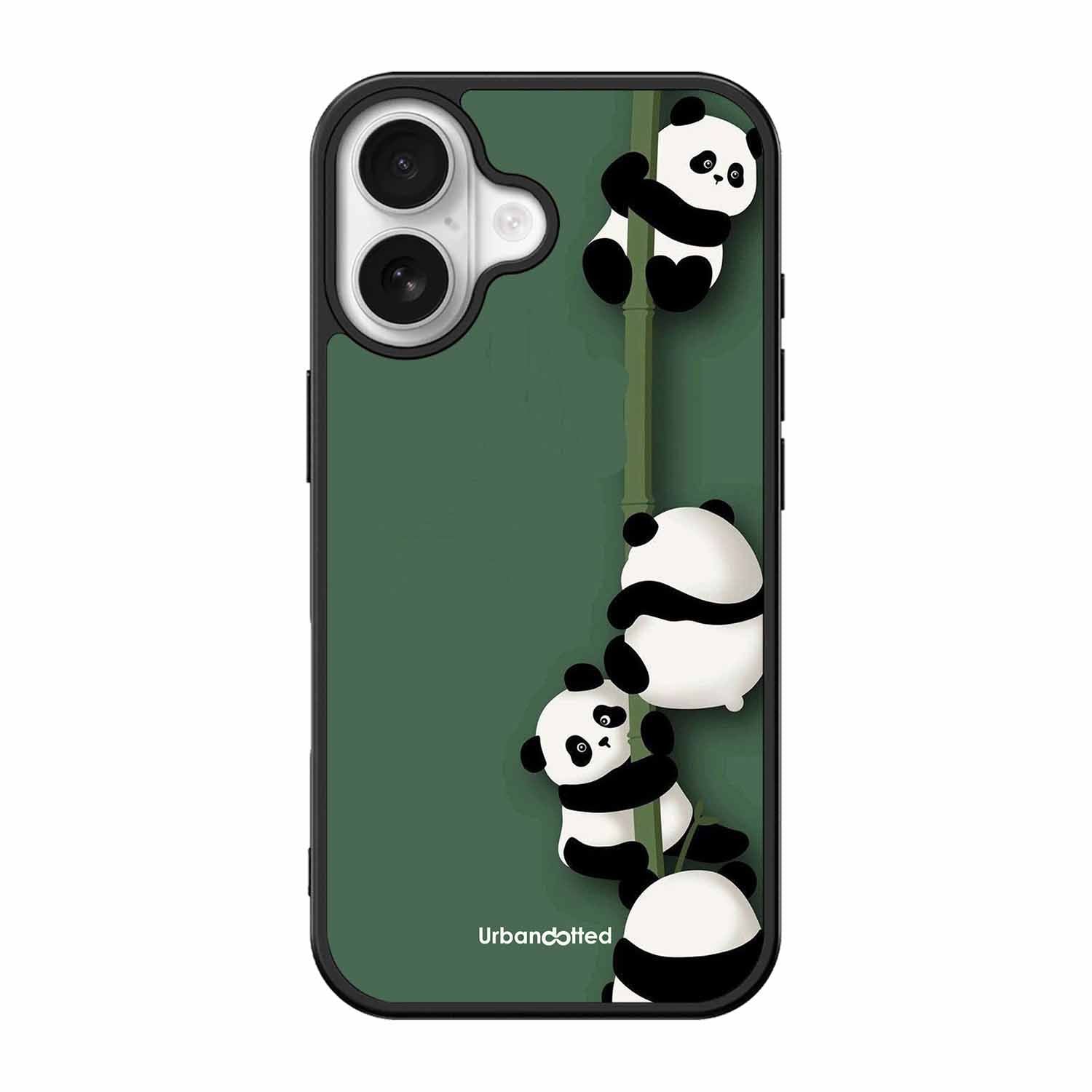 Climbing Pandas Glass Case For iPhone 17