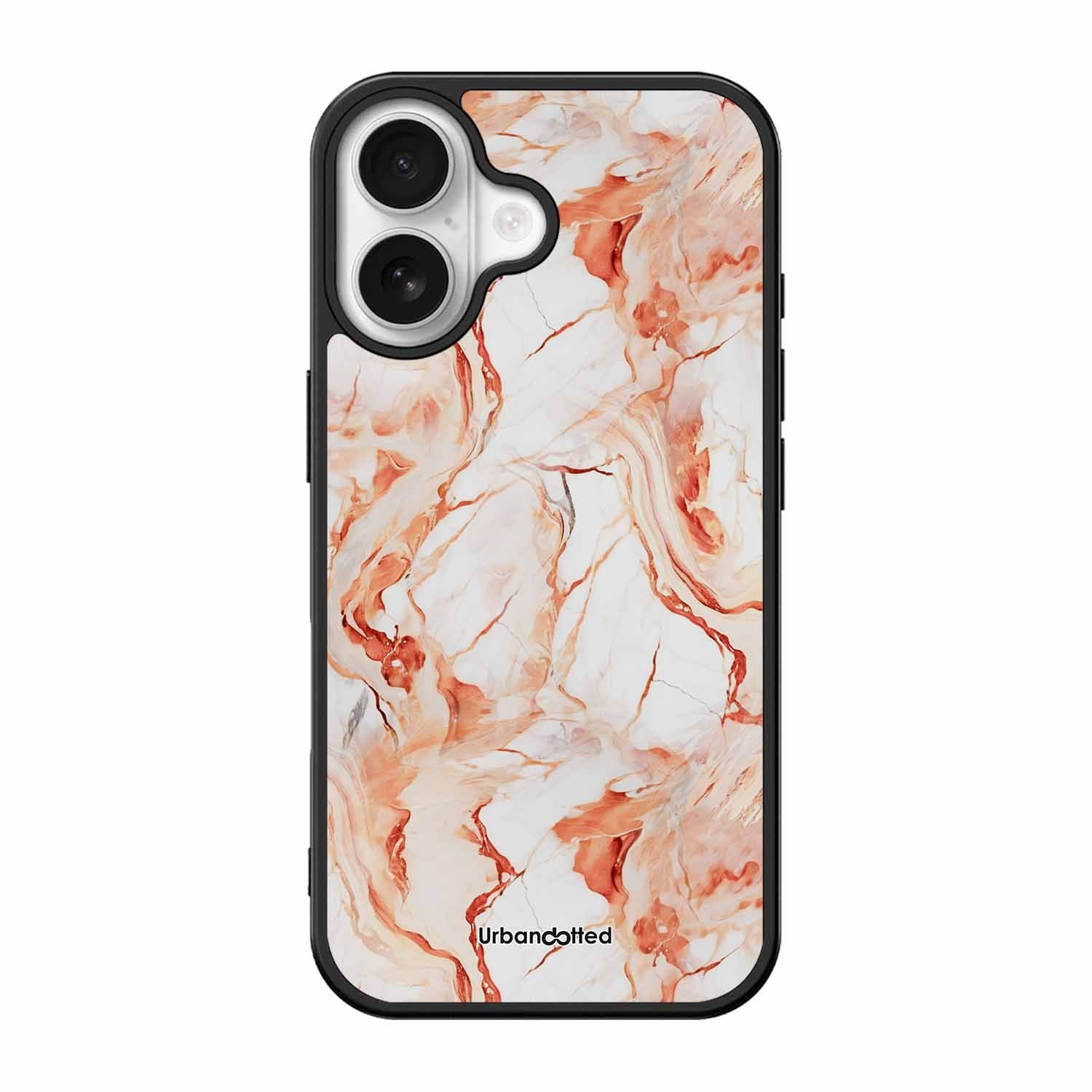 Elegant Rose Gold Veins Glass Case For iPhone 17