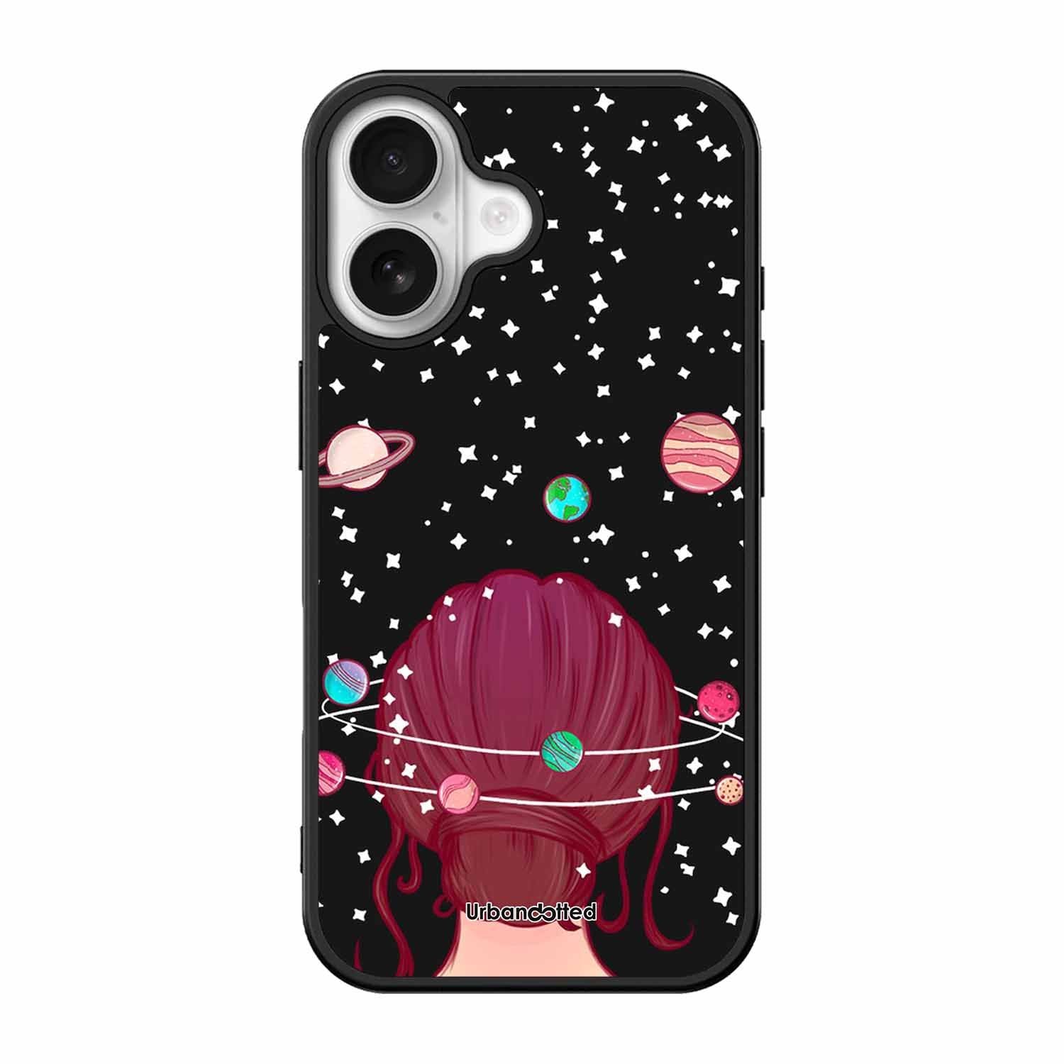 Galactic Hair Space Girl Glass Case For iPhone 17