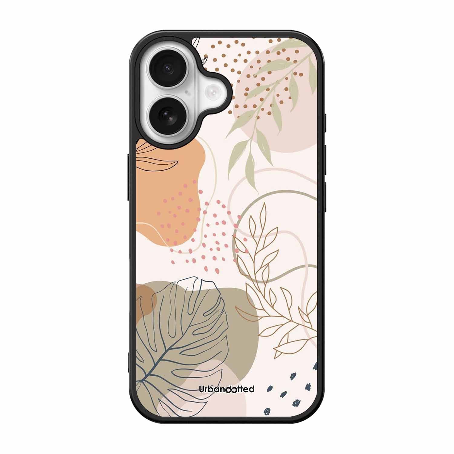 Minimalist Leaf Pattern Glass Case For iPhone 17