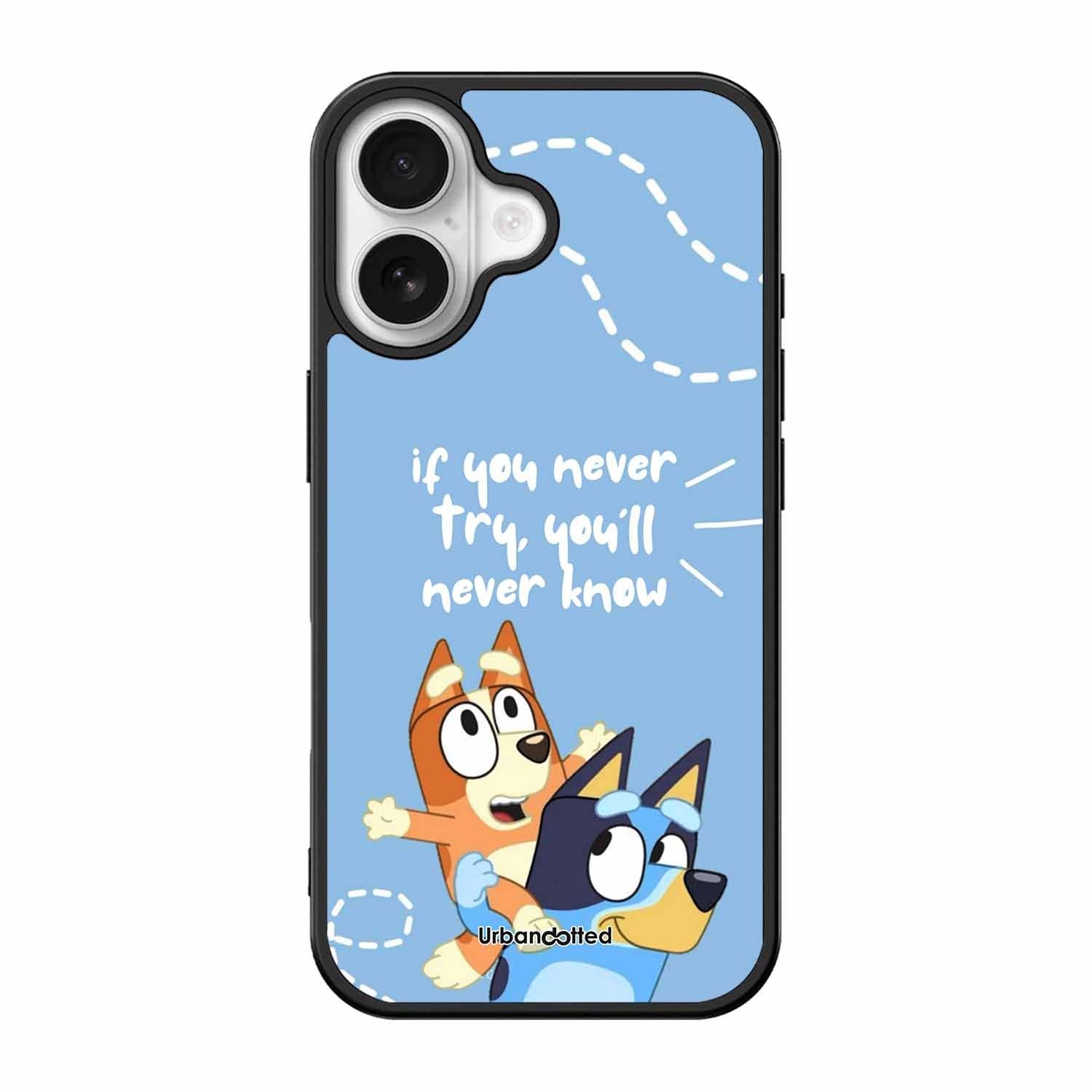 Bluey and Bingo Quote Glass Case For iPhone 17