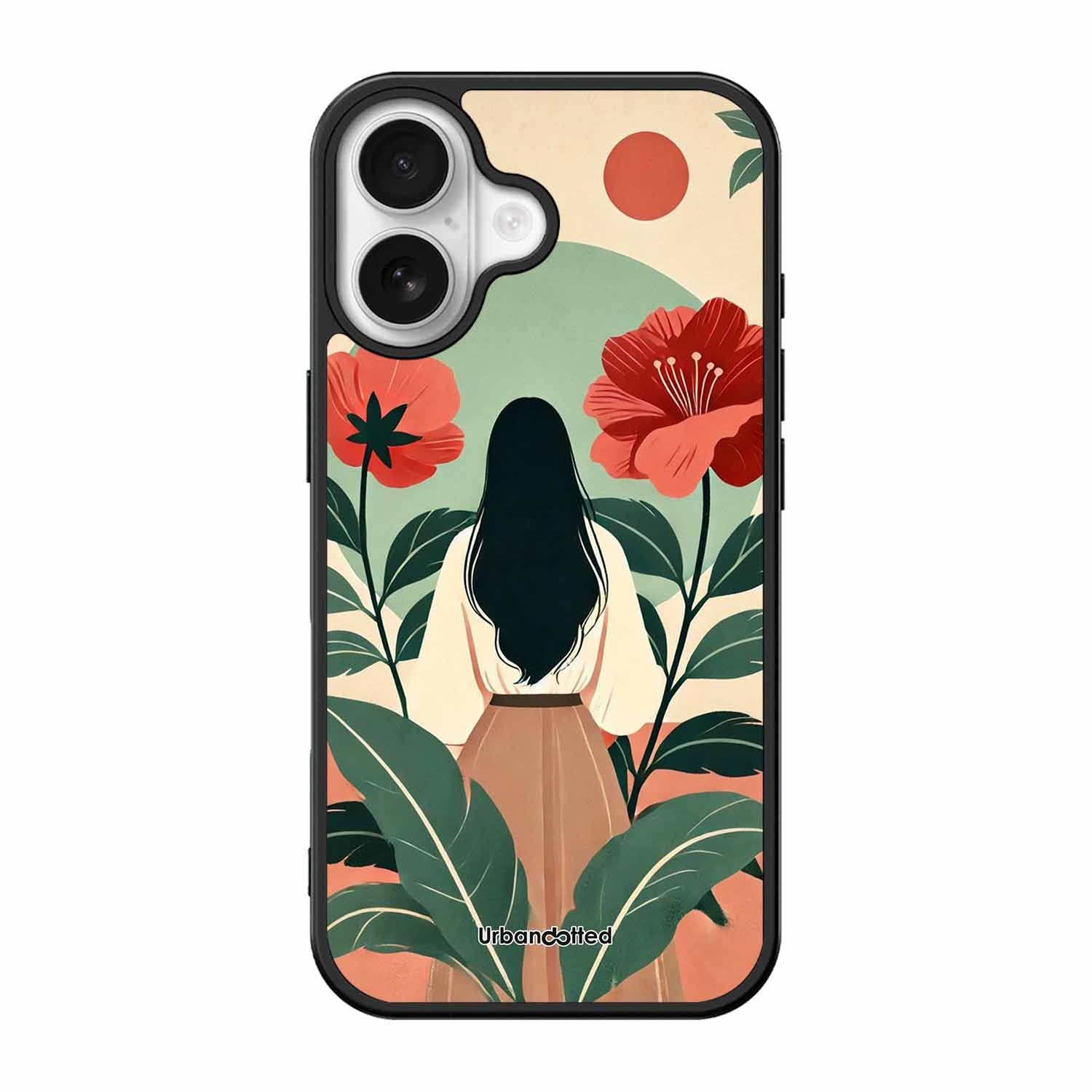 Woman in Floral Garden Glass Case For iPhone 17