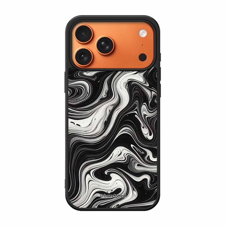 Monochrome Marble Glass Case For iPhone 17 Pro Max