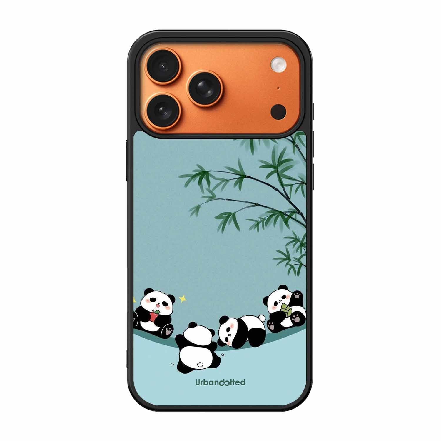 Cute Resting Pandas Glass Case For iPhone 17 Pro Max