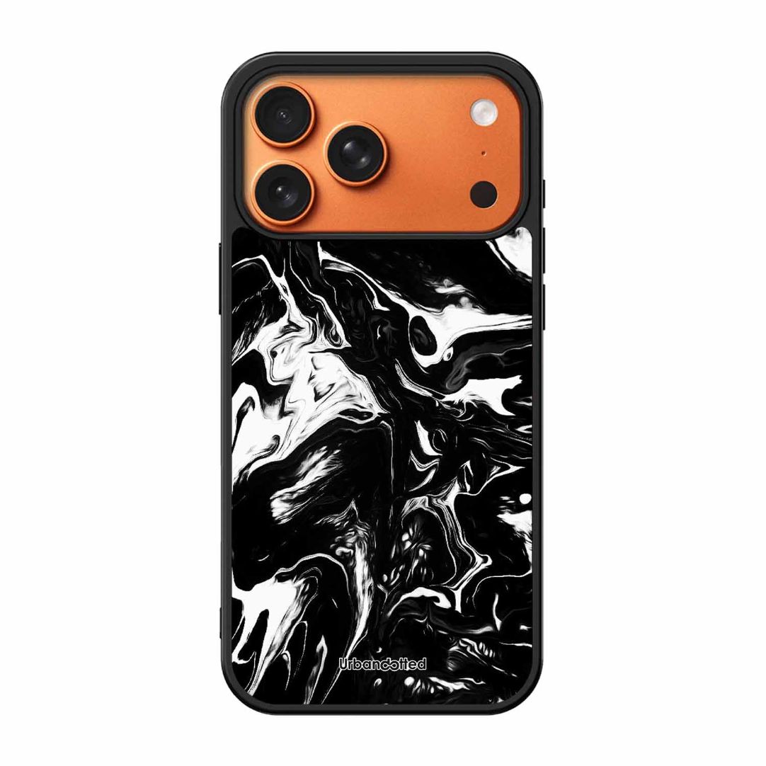 Dark Marble Texture Glass Case For iPhone 17 Pro Max