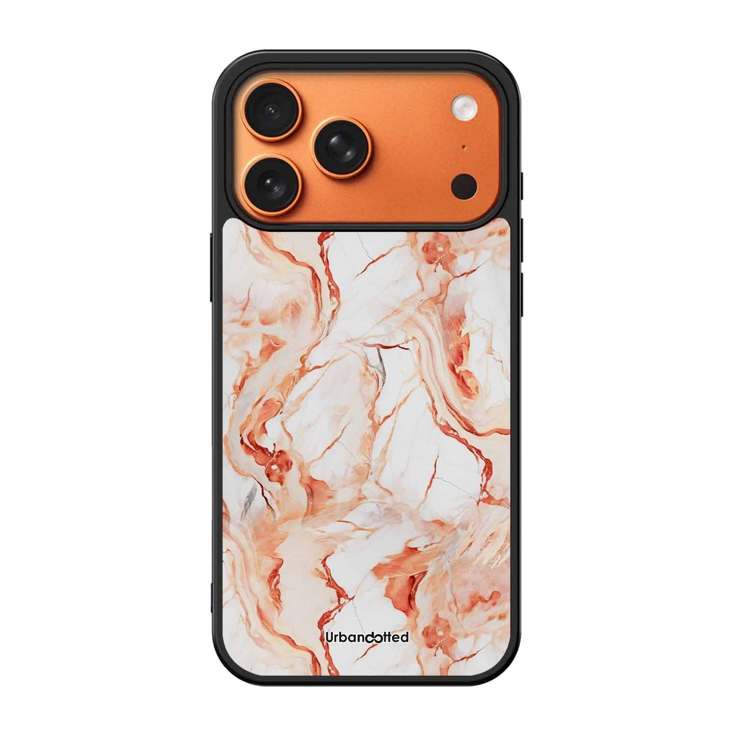 Elegant Rose Gold Veins Glass Case For iPhone 17 Pro Max