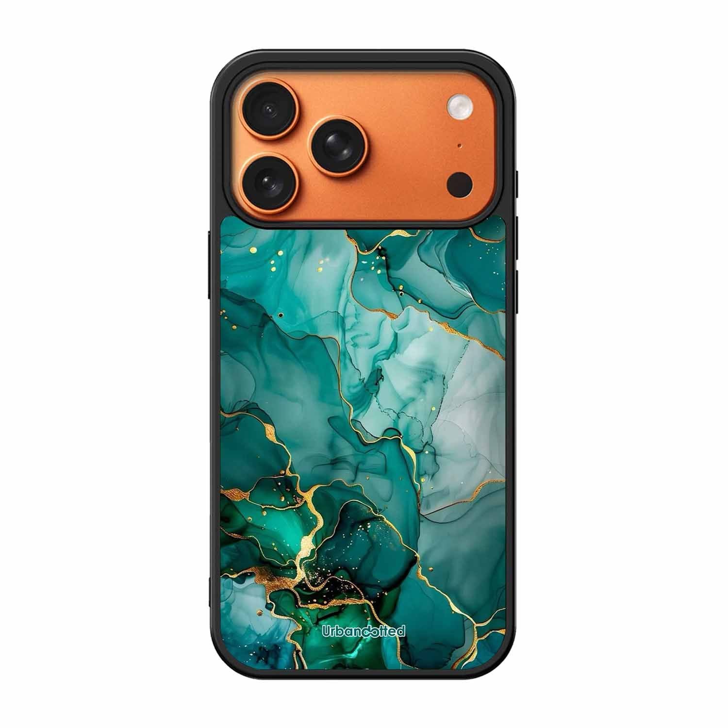 Emerald Green Gold Marble Glass Case For iPhone 17 Pro Max