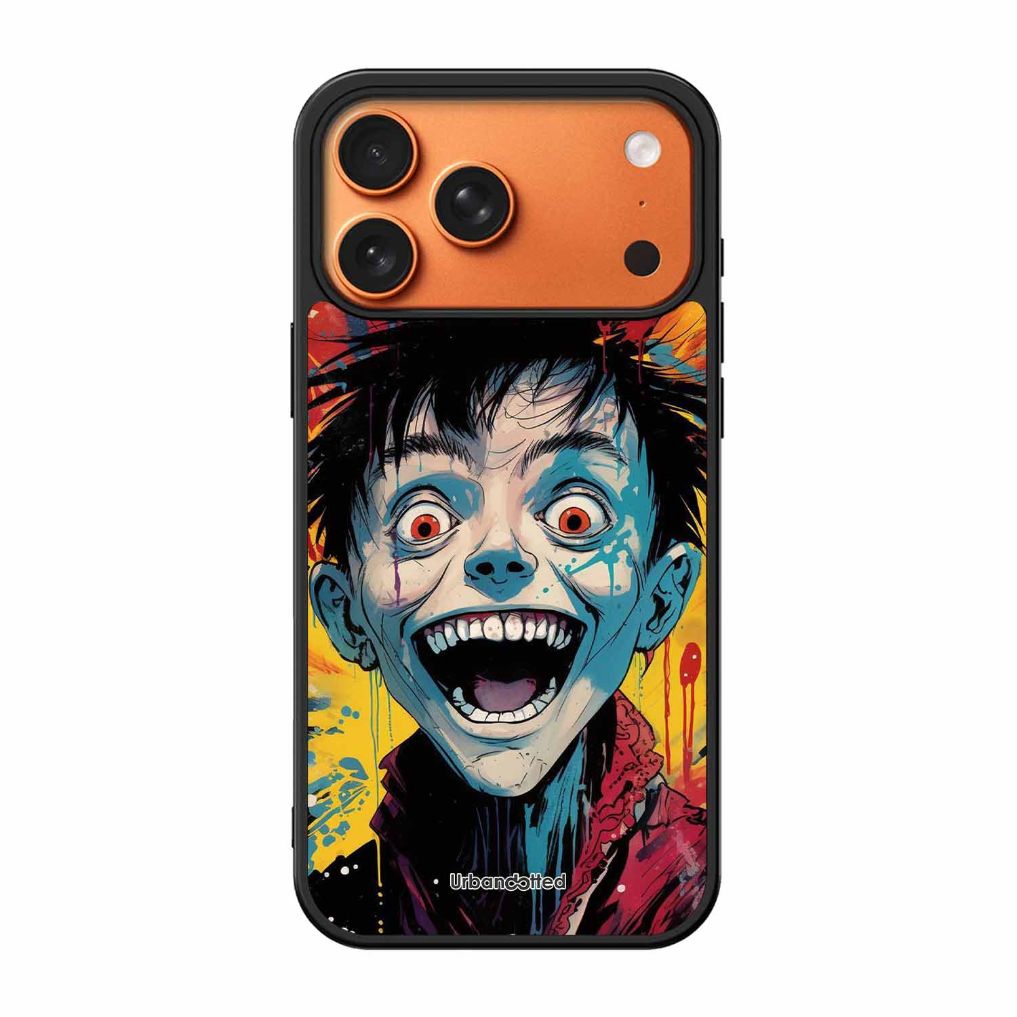 Distorted Joy Illustration Glass Case For iPhone 17 Pro Max
