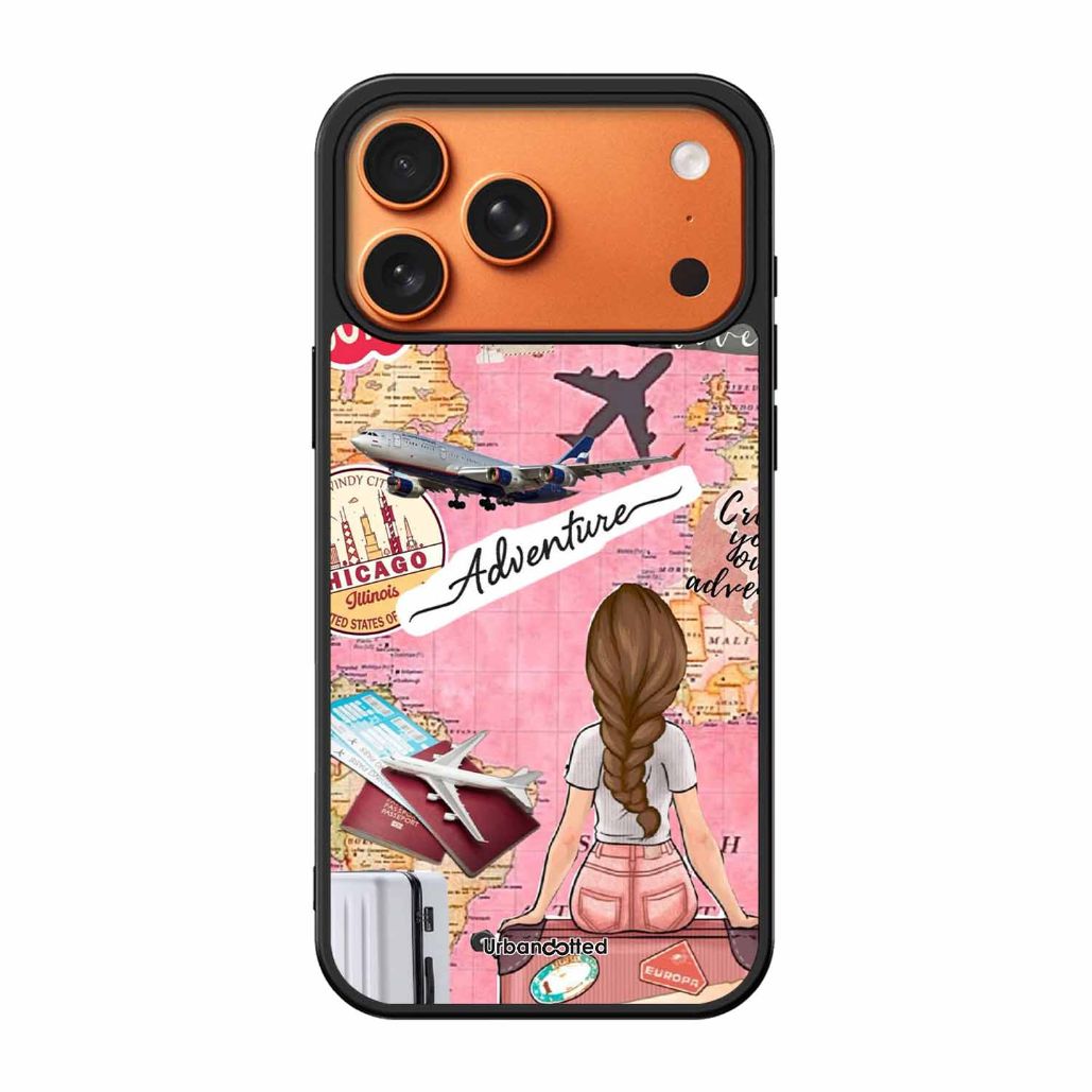 Travel Adventure Map Glass Case For iPhone 17 Pro Max
