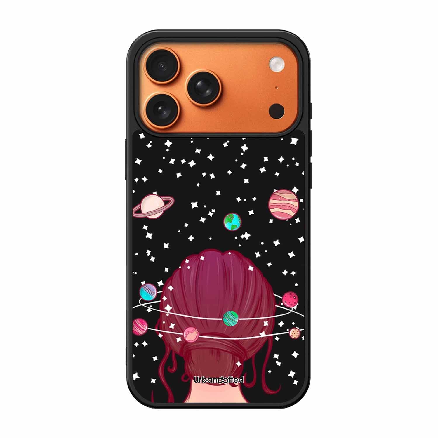 Galactic Hair Space Girl Glass Case For iPhone 17 Pro Max