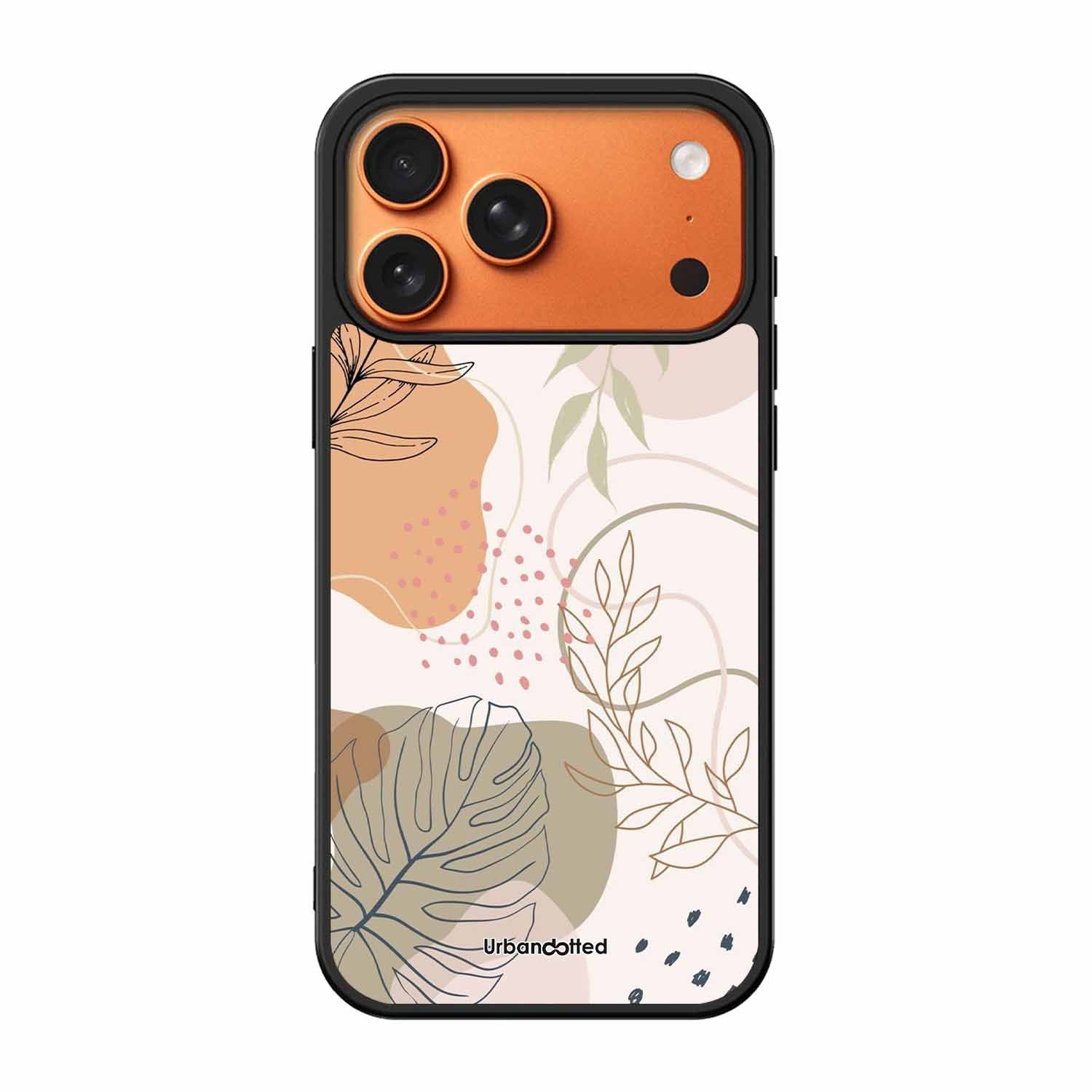 Minimalist Leaf Pattern Glass Case For iPhone 17 Pro Max