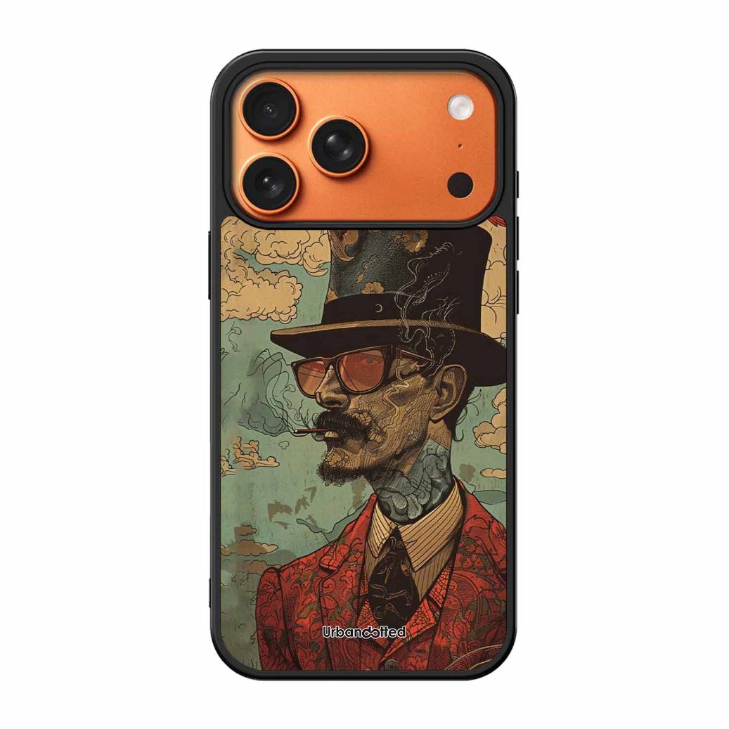 Steampunk Gentleman Smoker Glass Case For iPhone 17 Pro Max