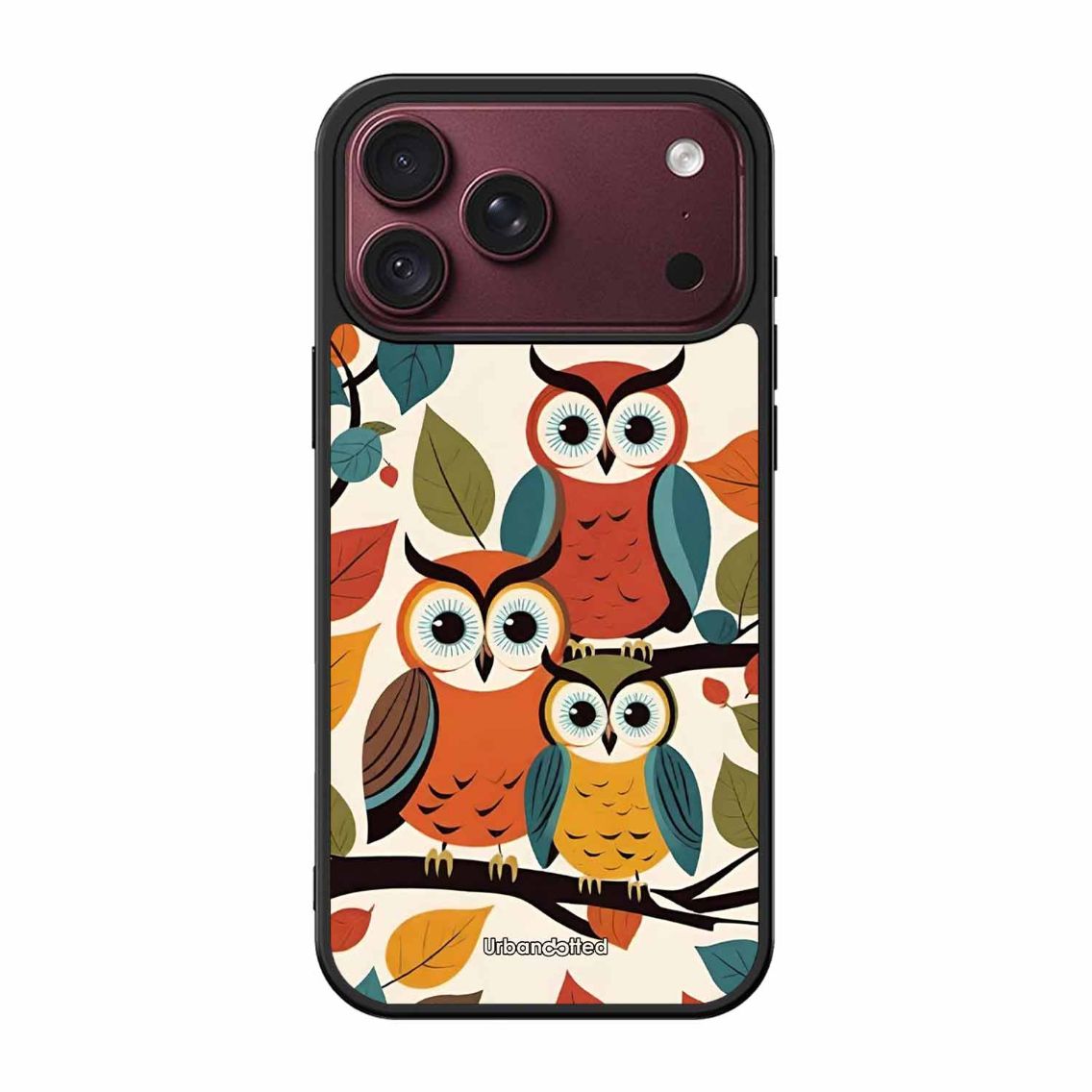 Retro Owl Family Glass Case For iPhone 18 Pro