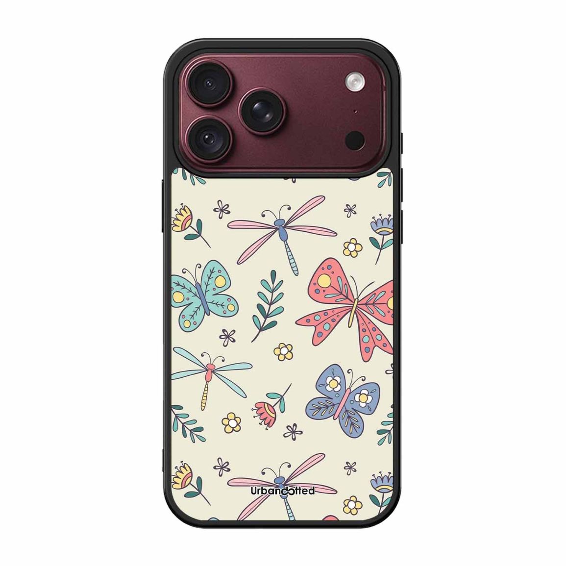 Butterfly and Dragonfly Garden Glass Case For iPhone 18 Pro