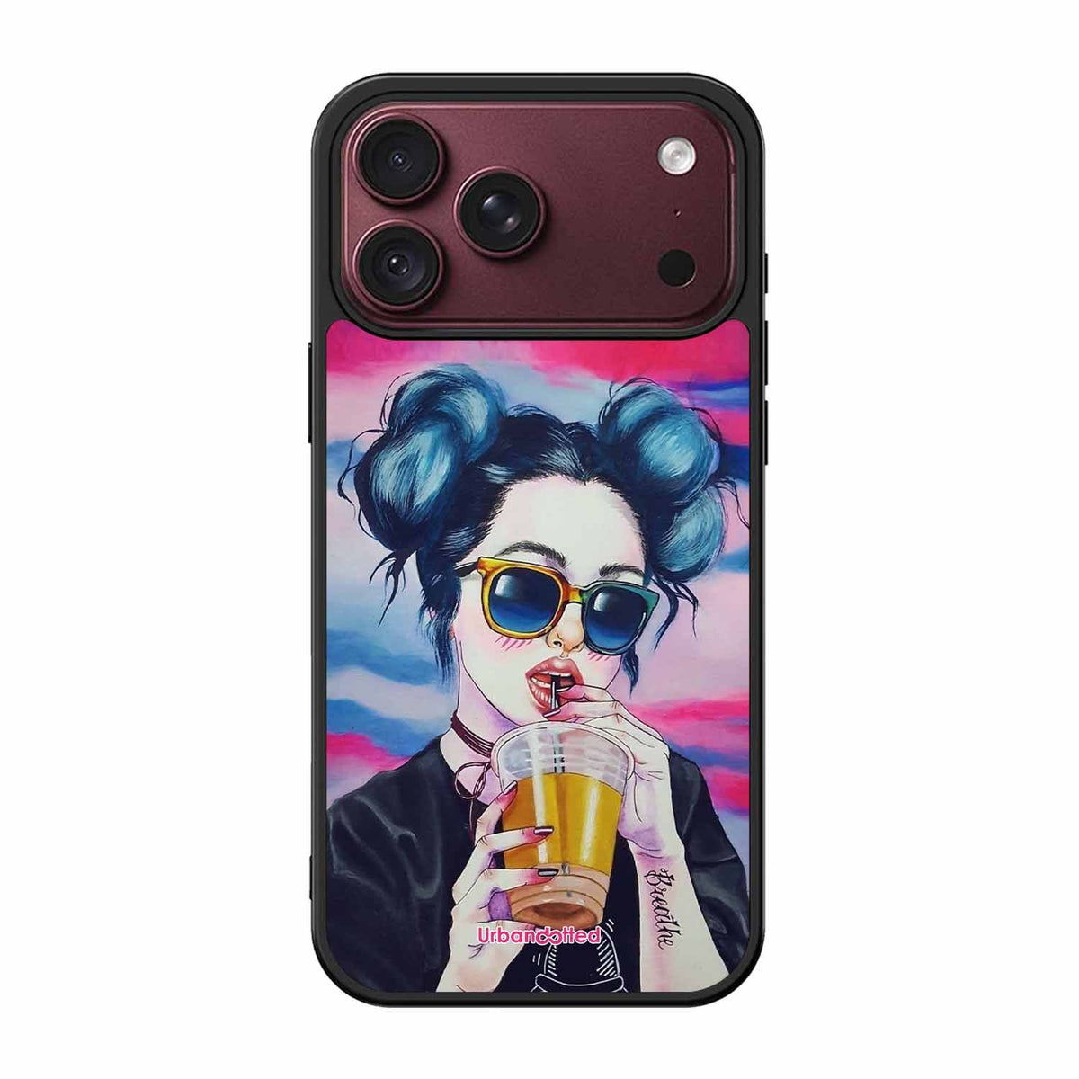 "Breathe" Tattoo Girl Glass Case For iPhone 18 Pro