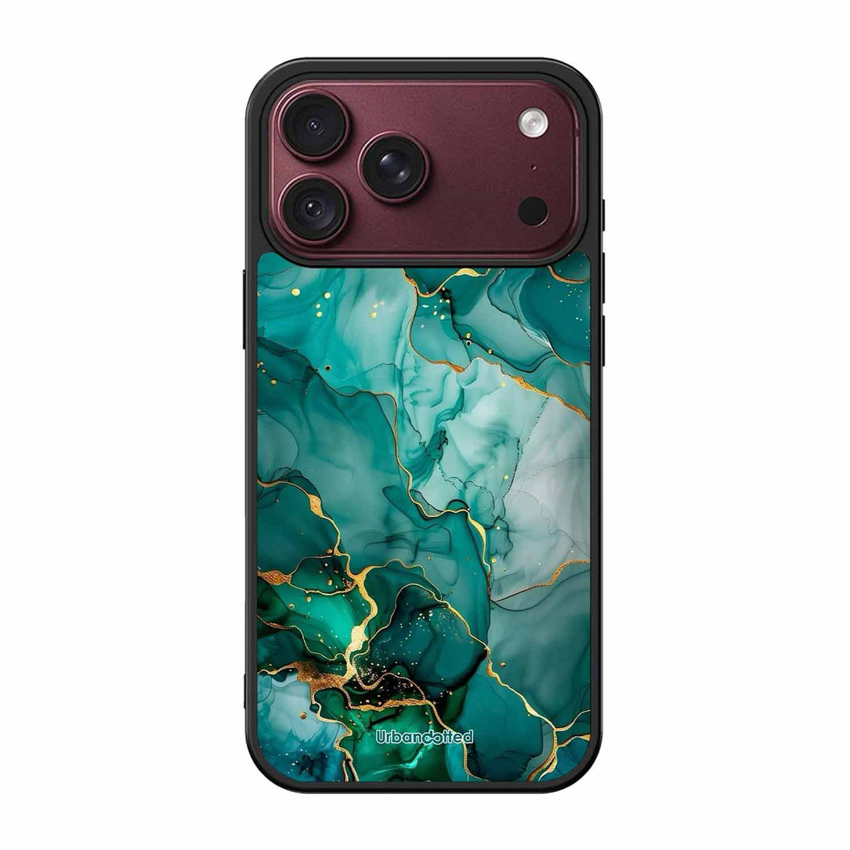 Emerald Green Gold Marble Glass Case For iPhone 18 Pro