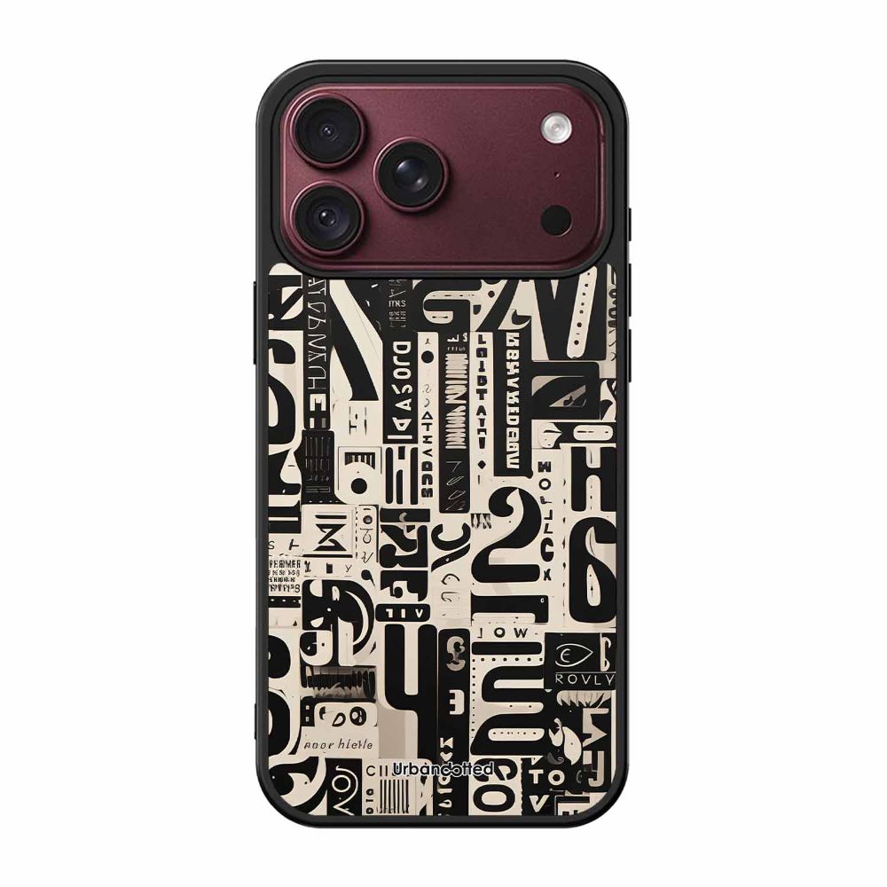 Abstract Typography Collage Glass Case For iPhone 18 Pro