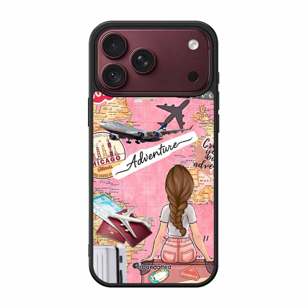 Travel Adventure Map Glass Case For iPhone 18 Pro