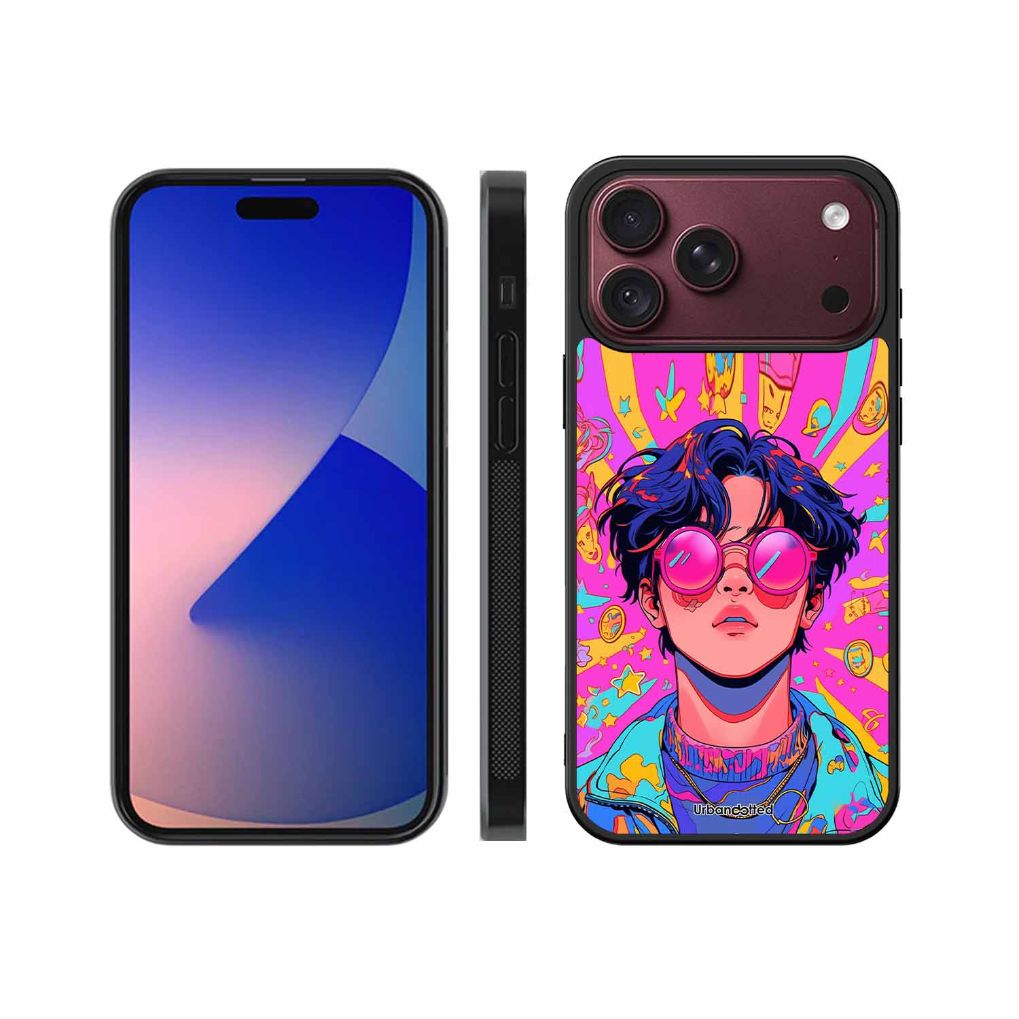 Neon Vibes Portrait Glass Case For iPhone 18 Pro