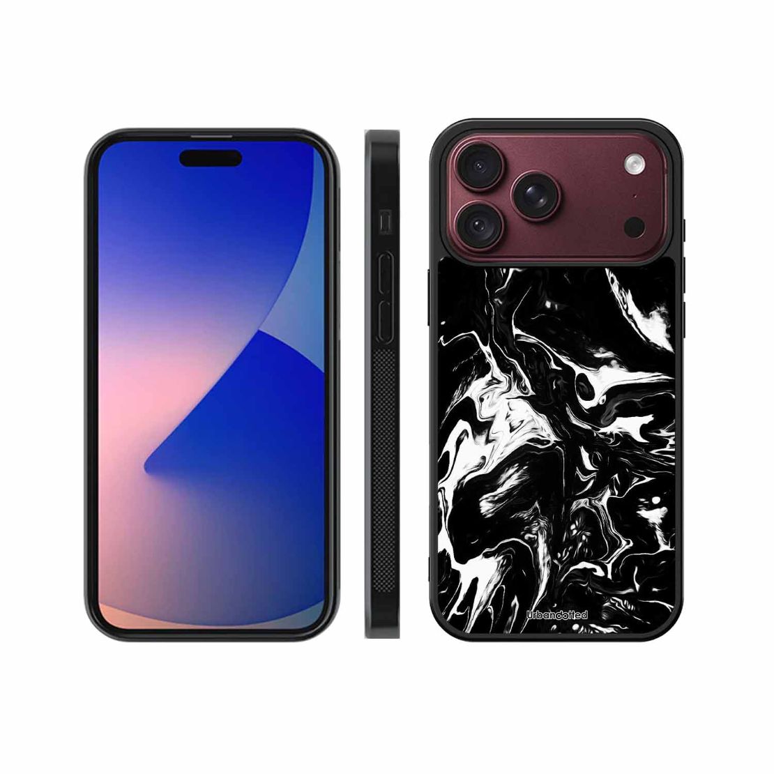 Dark Marble Texture Glass Case For iPhone 18 Pro