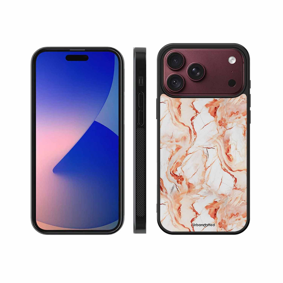Elegant Rose Gold Veins Glass Case For iPhone 18 Pro