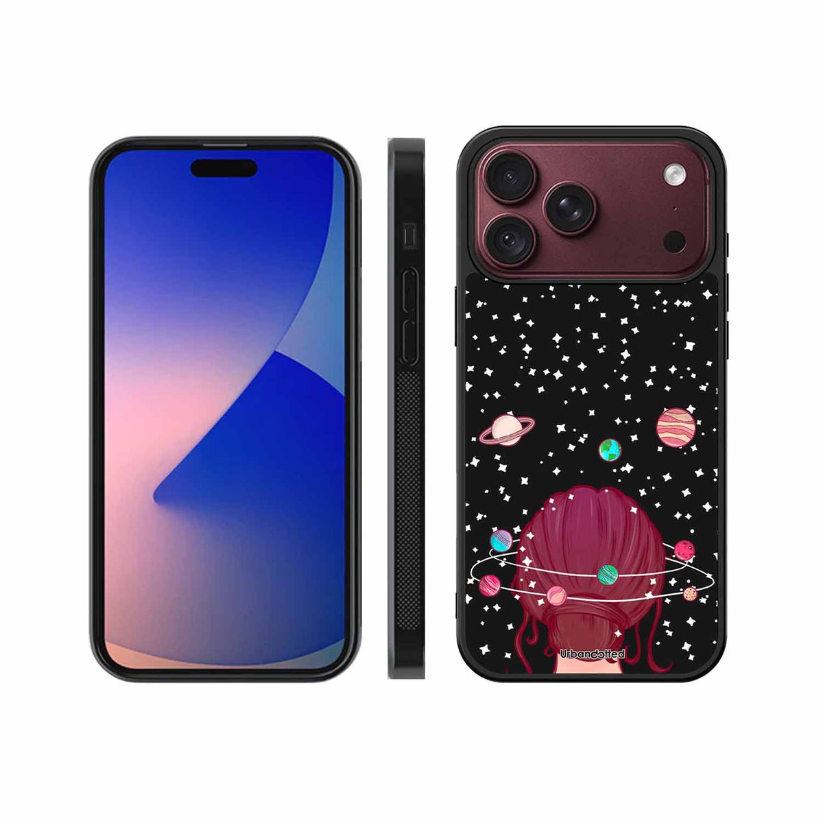 Galactic Hair Space Girl Glass Case For iPhone 18 Pro