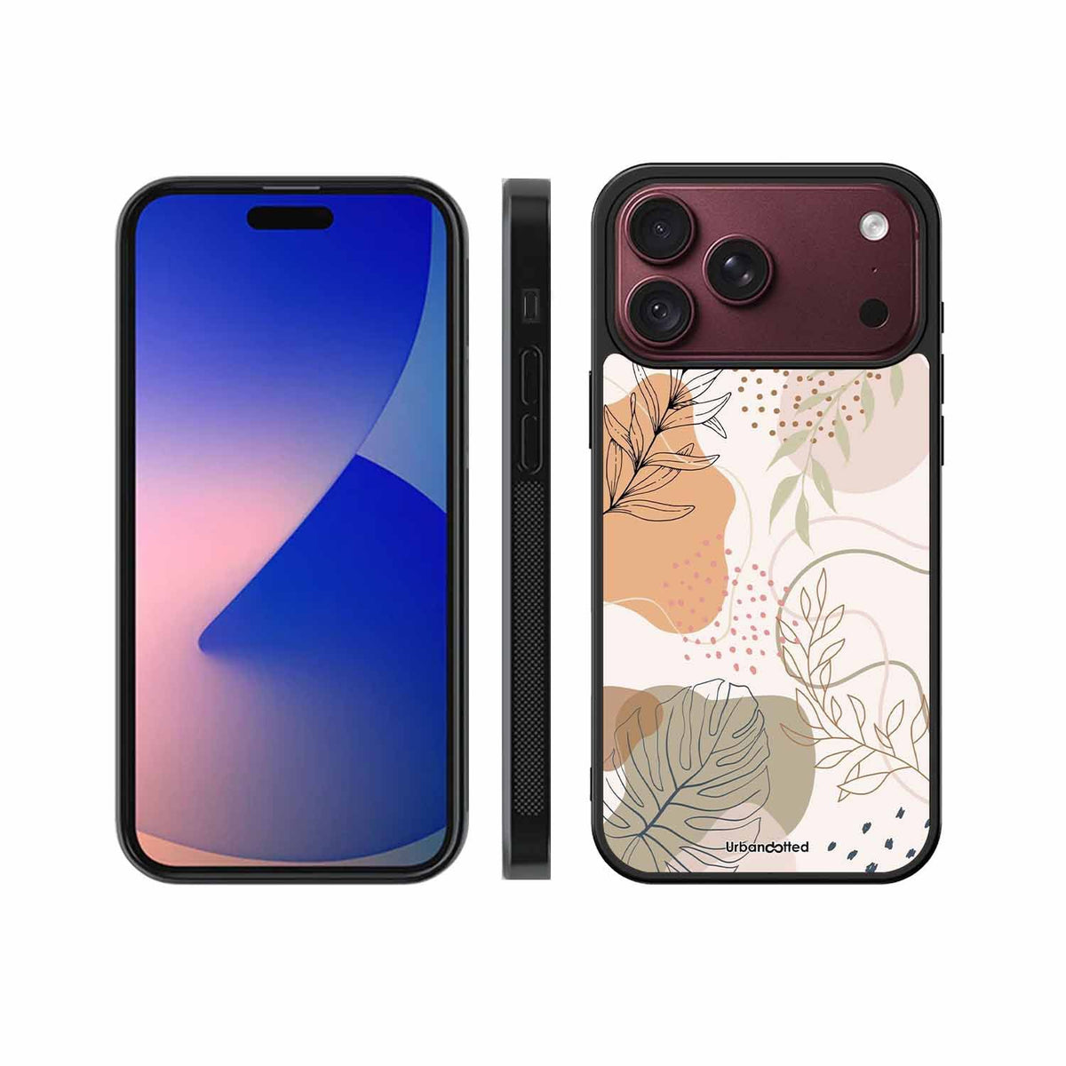 Minimalist Leaf Pattern Glass Case For iPhone 18 Pro