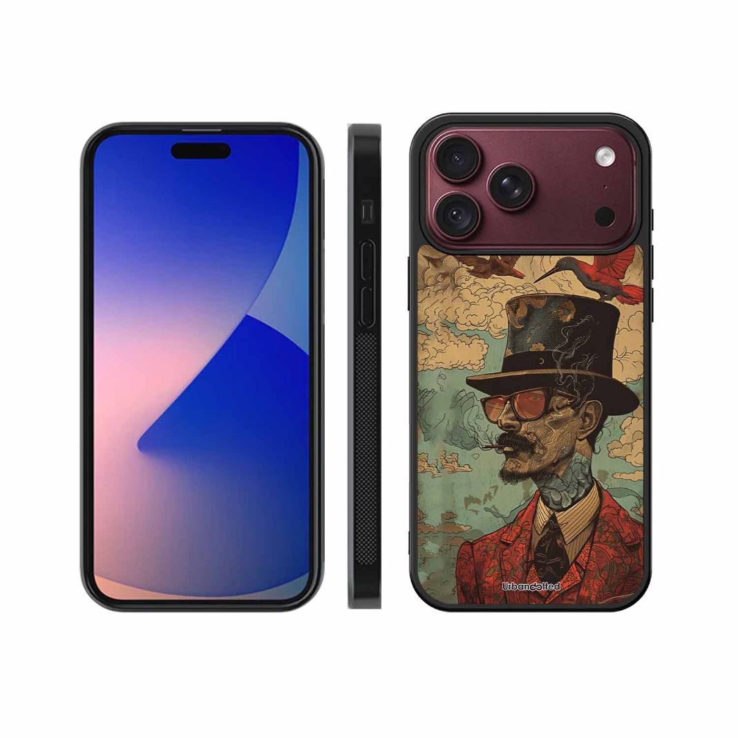 Steampunk Gentleman Smoker Glass Case For iPhone 18 Pro