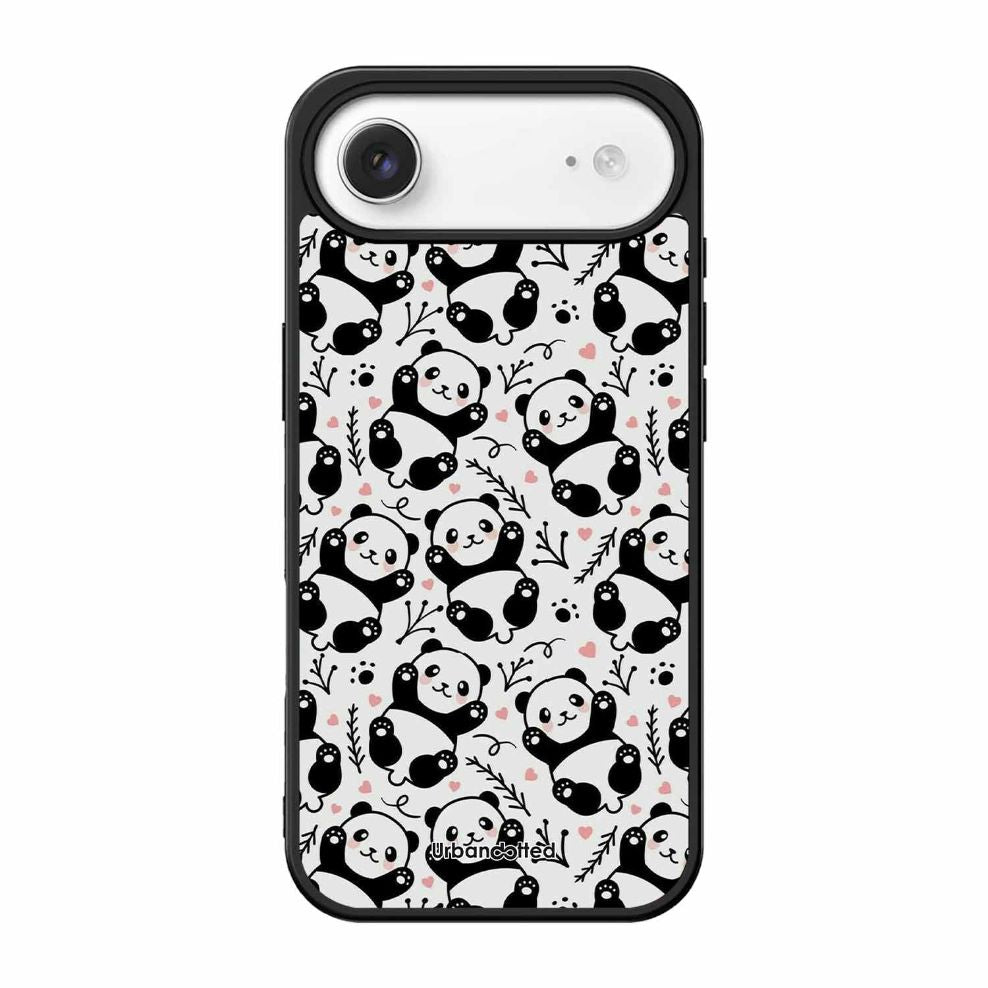 Cute Doodle Panda Glass Case For iPhone Air