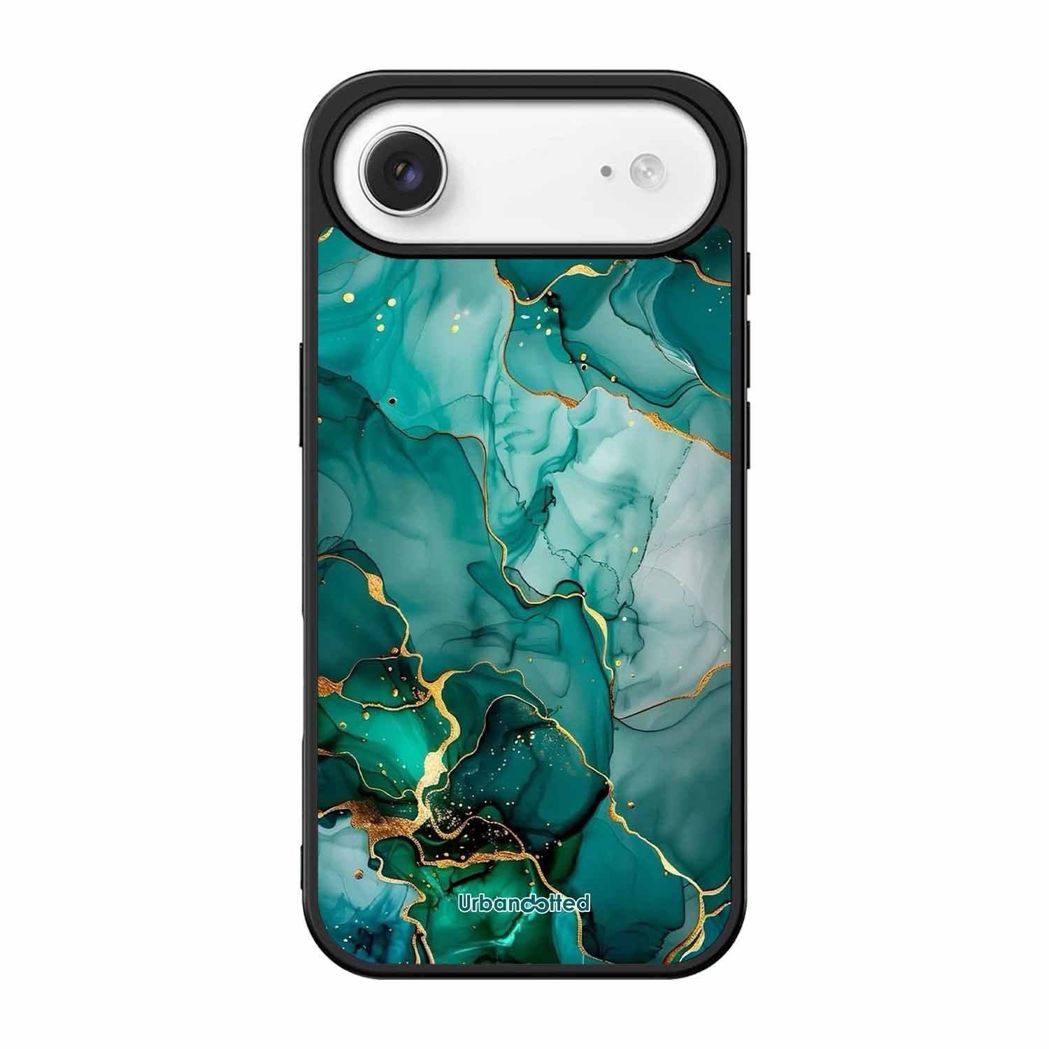 Emerald Green Gold Marble Glass Case For iPhone Air