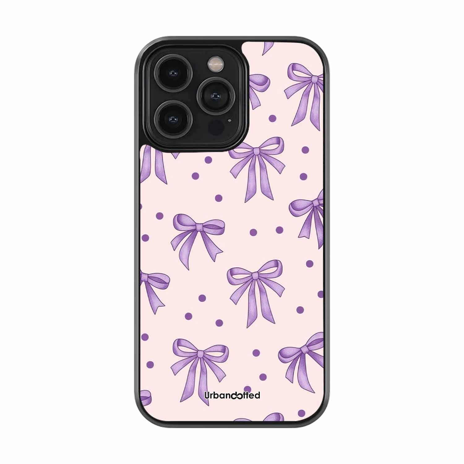 Lilac Bow & Dot Glass Case