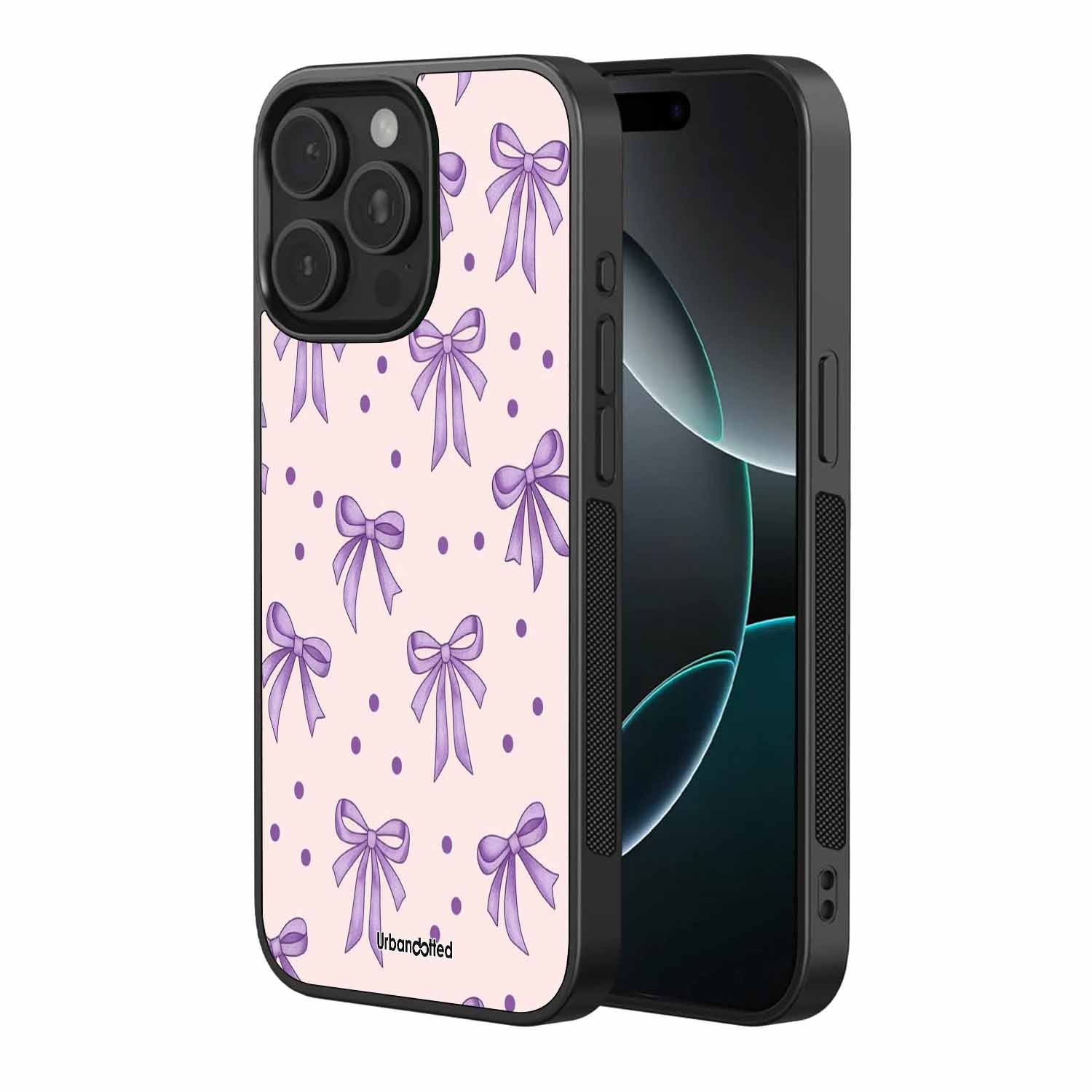 Lilac Bow & Dot Glass Case